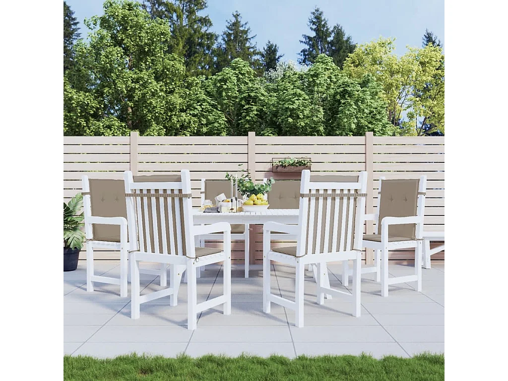 Coussins de chaise de jardin à dossier bas lot de 6 taupe