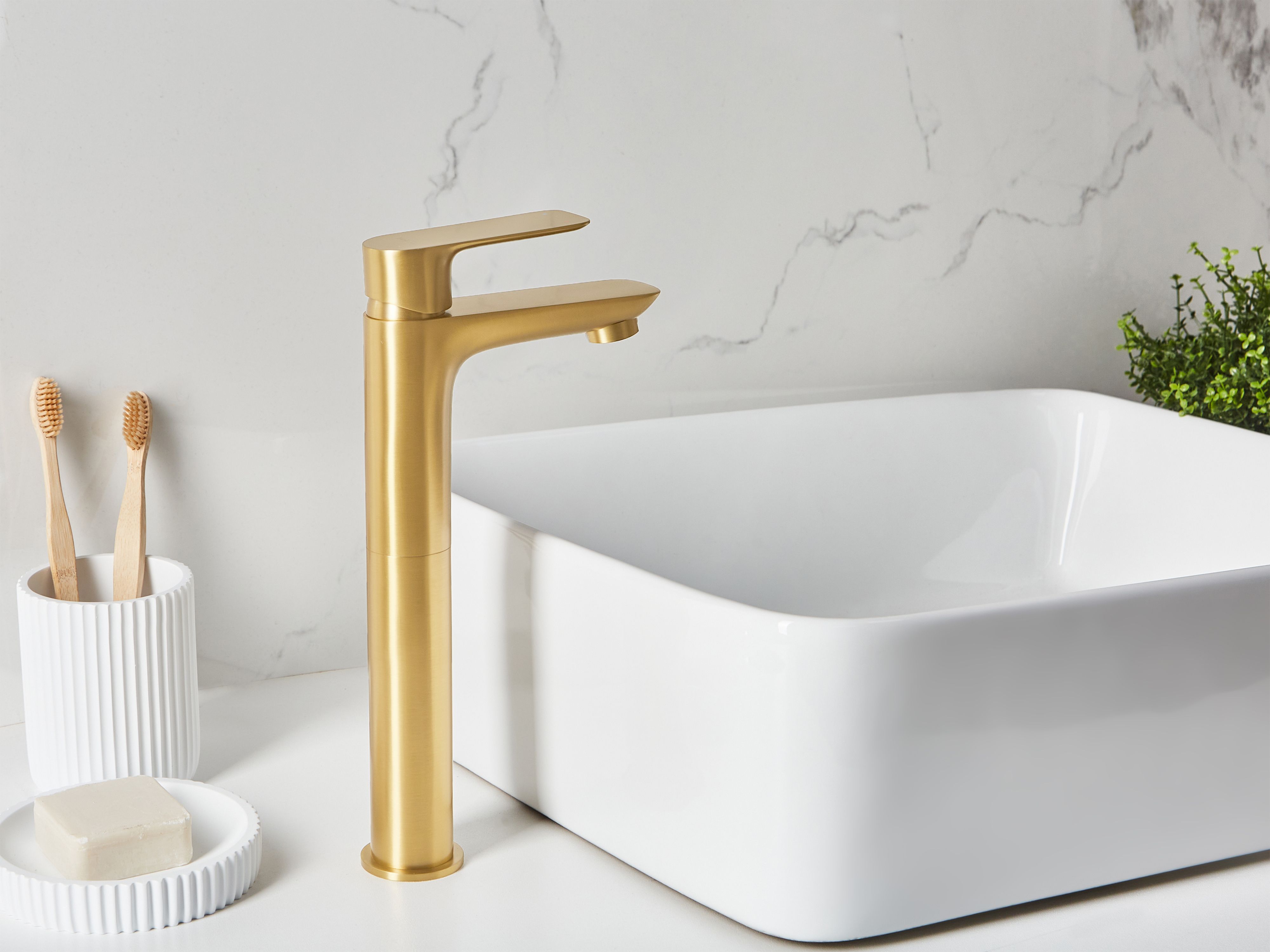 Tall Basin Mixer Tap COLHUE Brass Gold