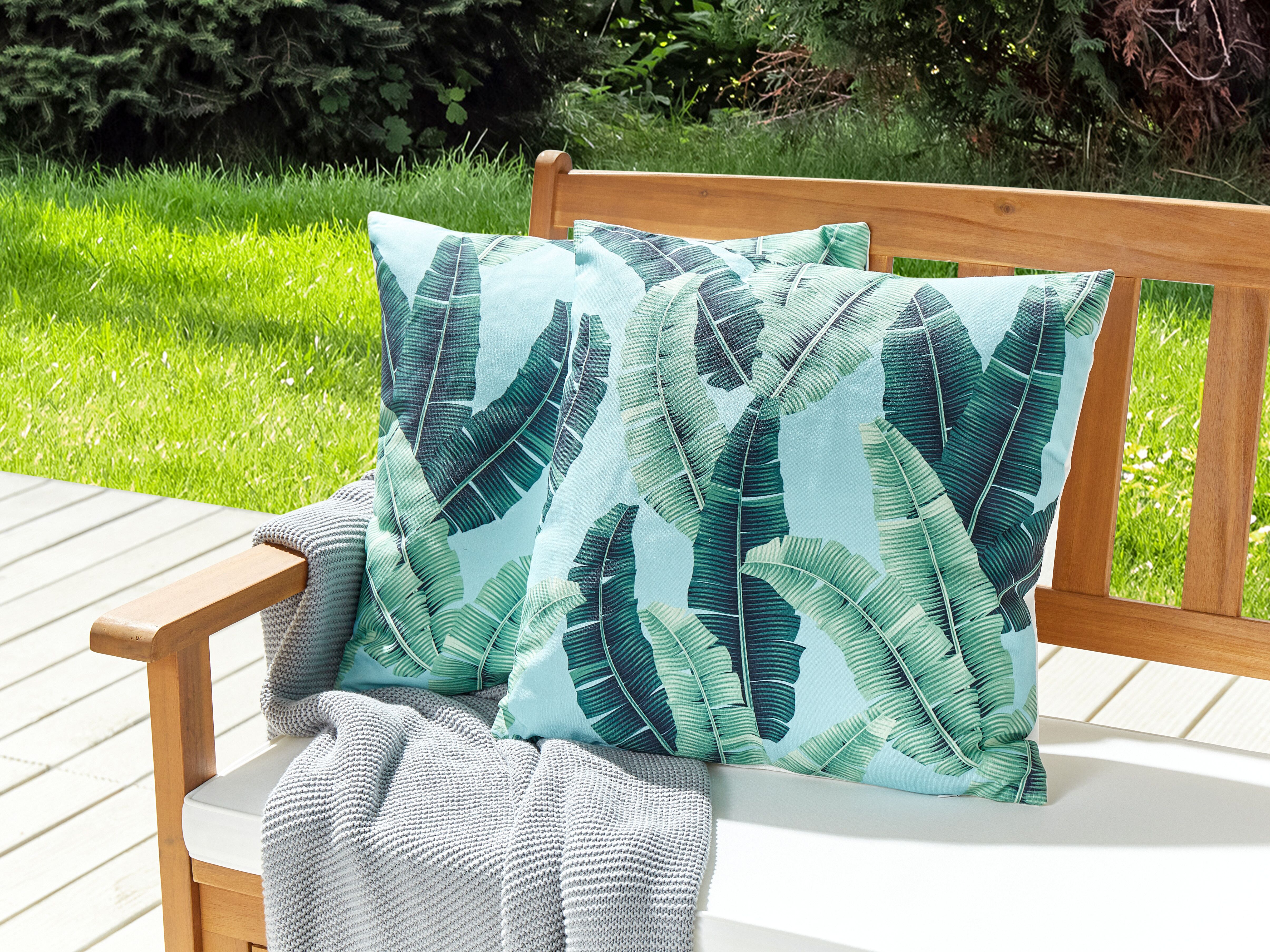 Set of 2 Outdoor Cushions BOISSANO Plant Pattern 45 x 45 cm Green