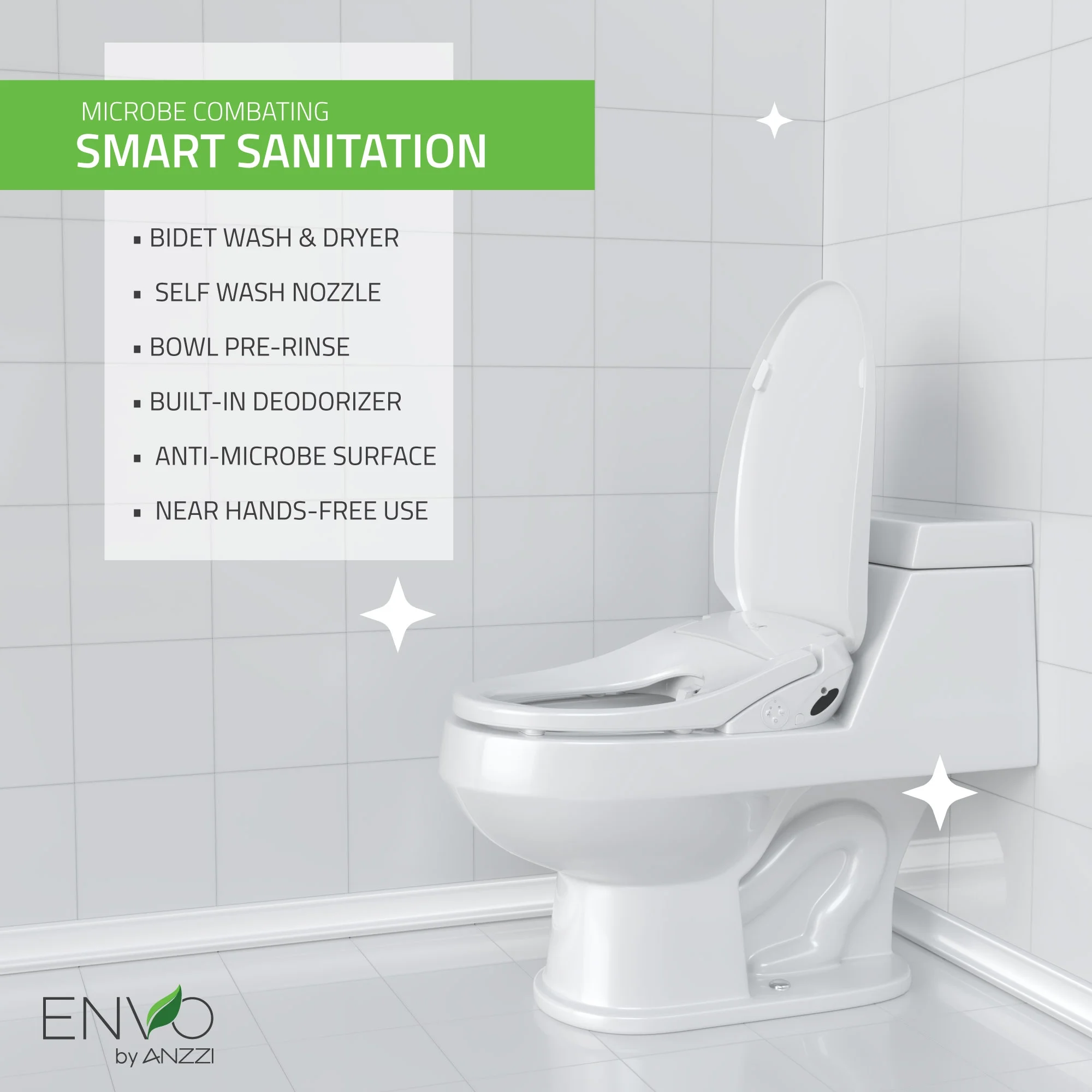 TL-AZEB105B Dive Smart Electric Bidet Toilet Seat with Remote Control, Heated Seat in White