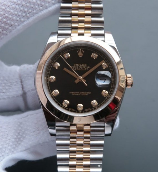 Replica Rolex DateJust 41mm 126303 Noob YG Polished Bezel Black Dial SS/YG Bracelet A2836 - Elite Watch Atelier