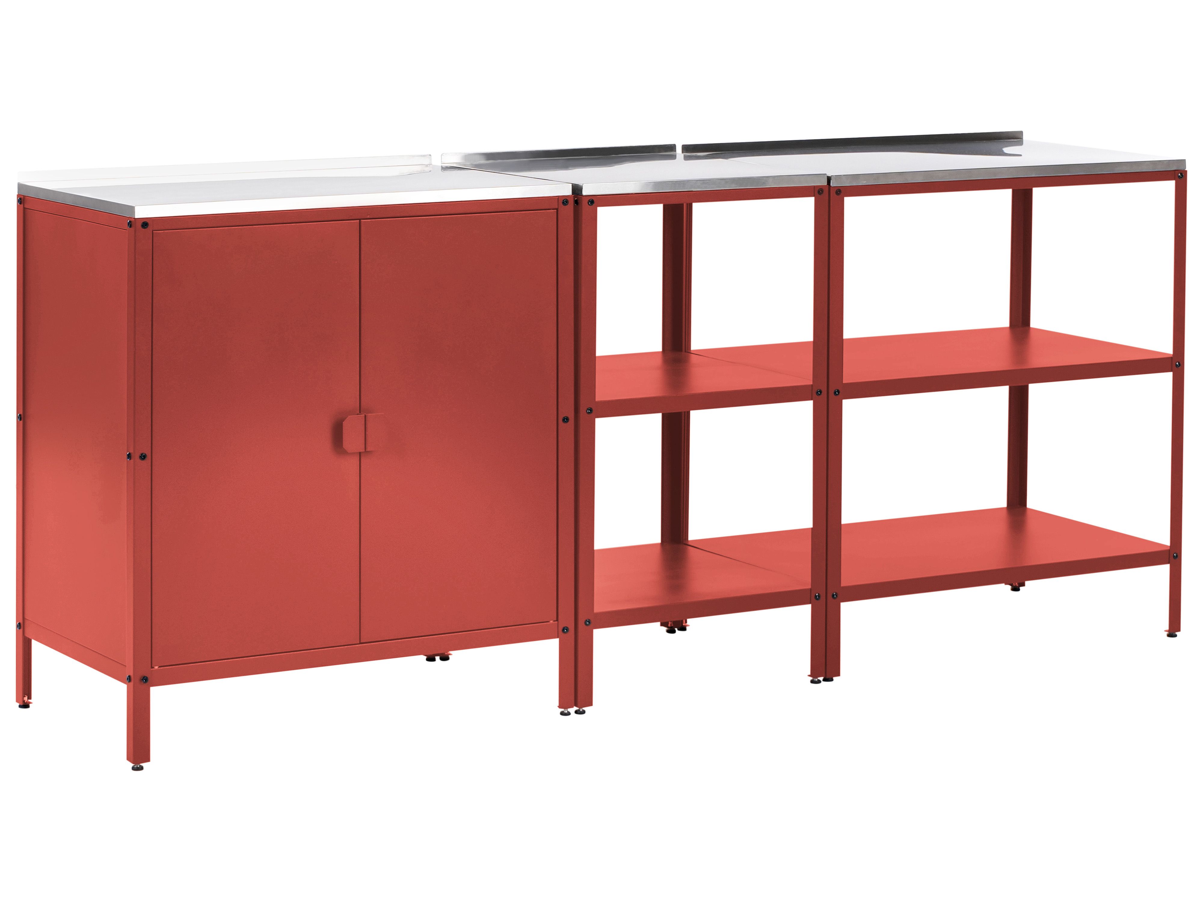 3 Piece Outdoor Kitchen Set VILAMA Metal Red