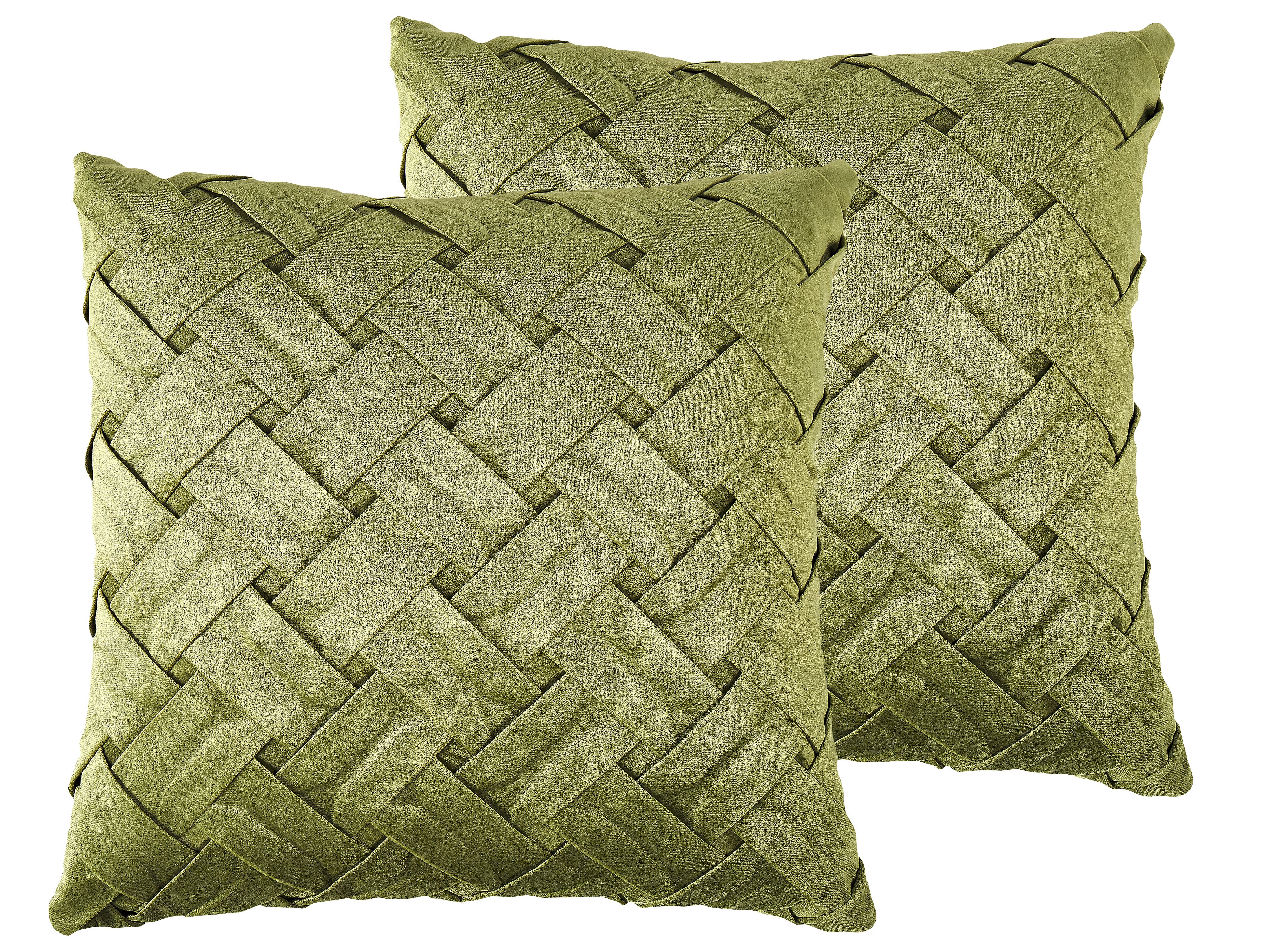 Set of 2 Decorative Cushions NARCISSUS Velvet 43 x 43 cm Green Geometric Pattern