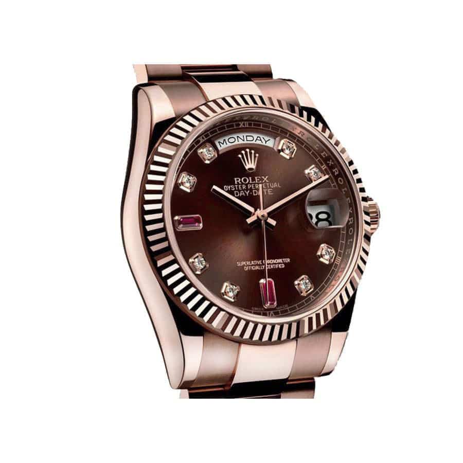 Rolex Day-Date 128235 AR Rose Gold Wrapped Chocolate Dial Replica - Top club