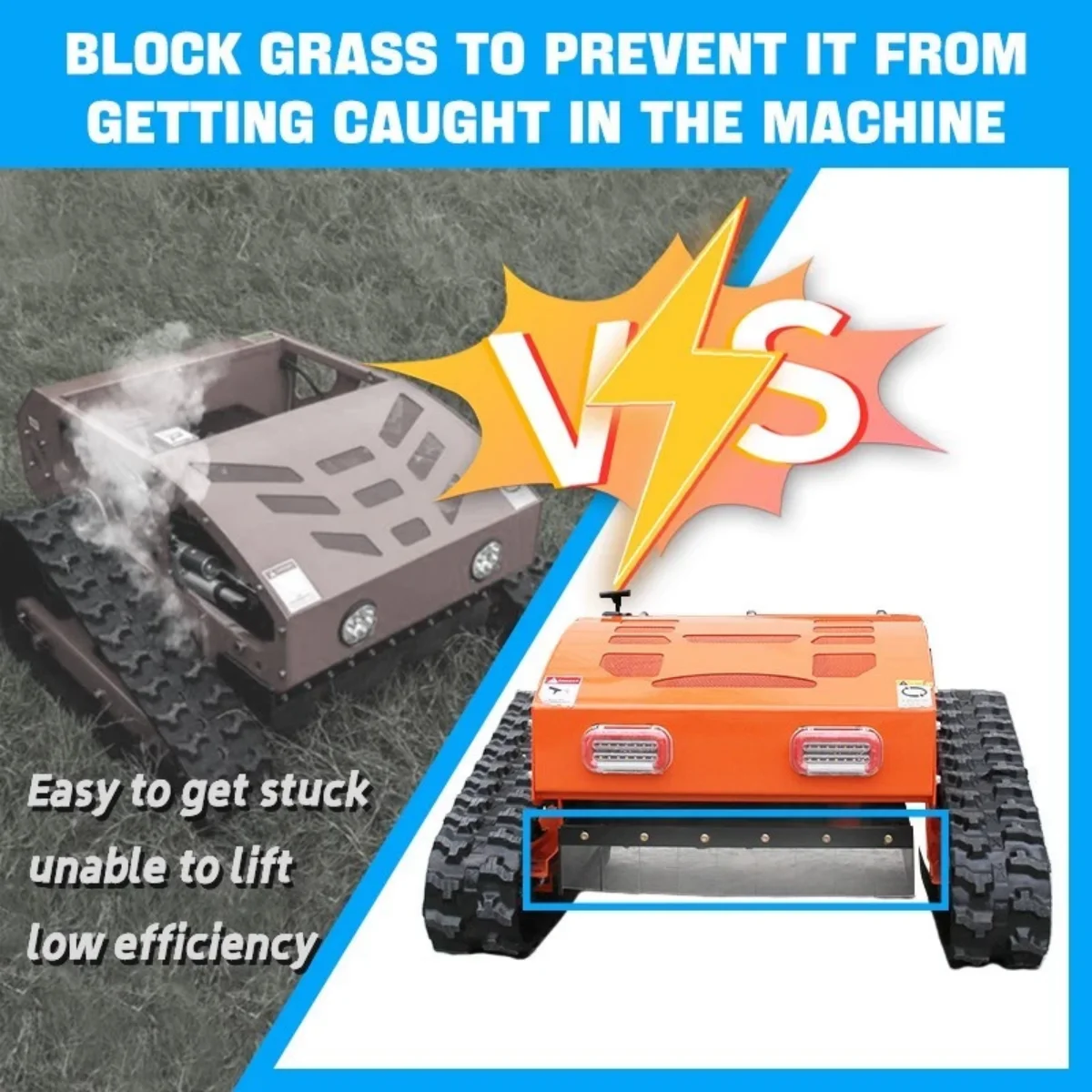 MachPro 300 lbs 9 HP Orange Remote Control Lawn, Mower Manganese Steel Blade, Adjustable Cutting Height, Speed, All Terrain Cordless Grass Cutter - Image 6