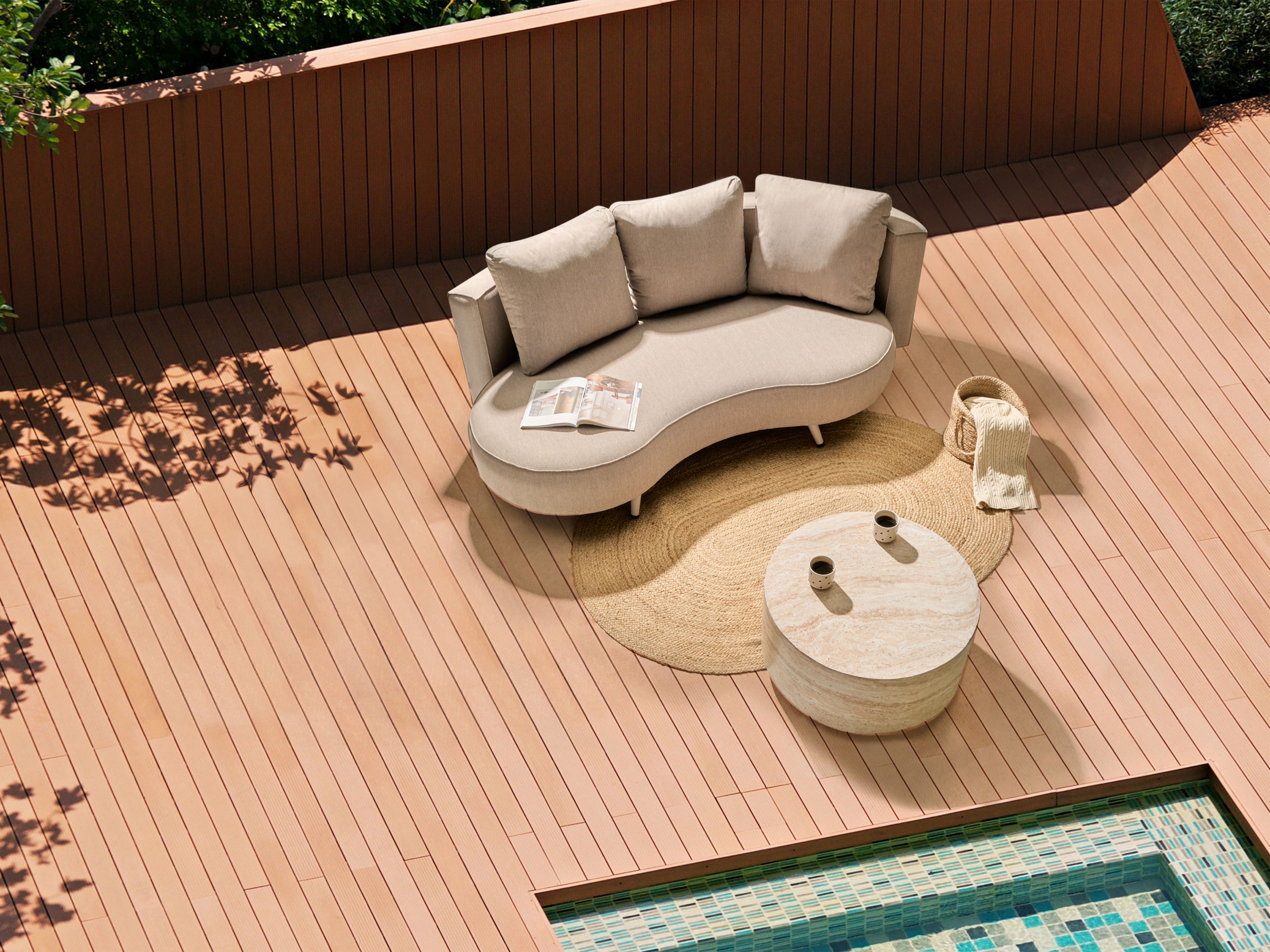 Garden Sofa 3 Seater PARORI Right Hand Beige