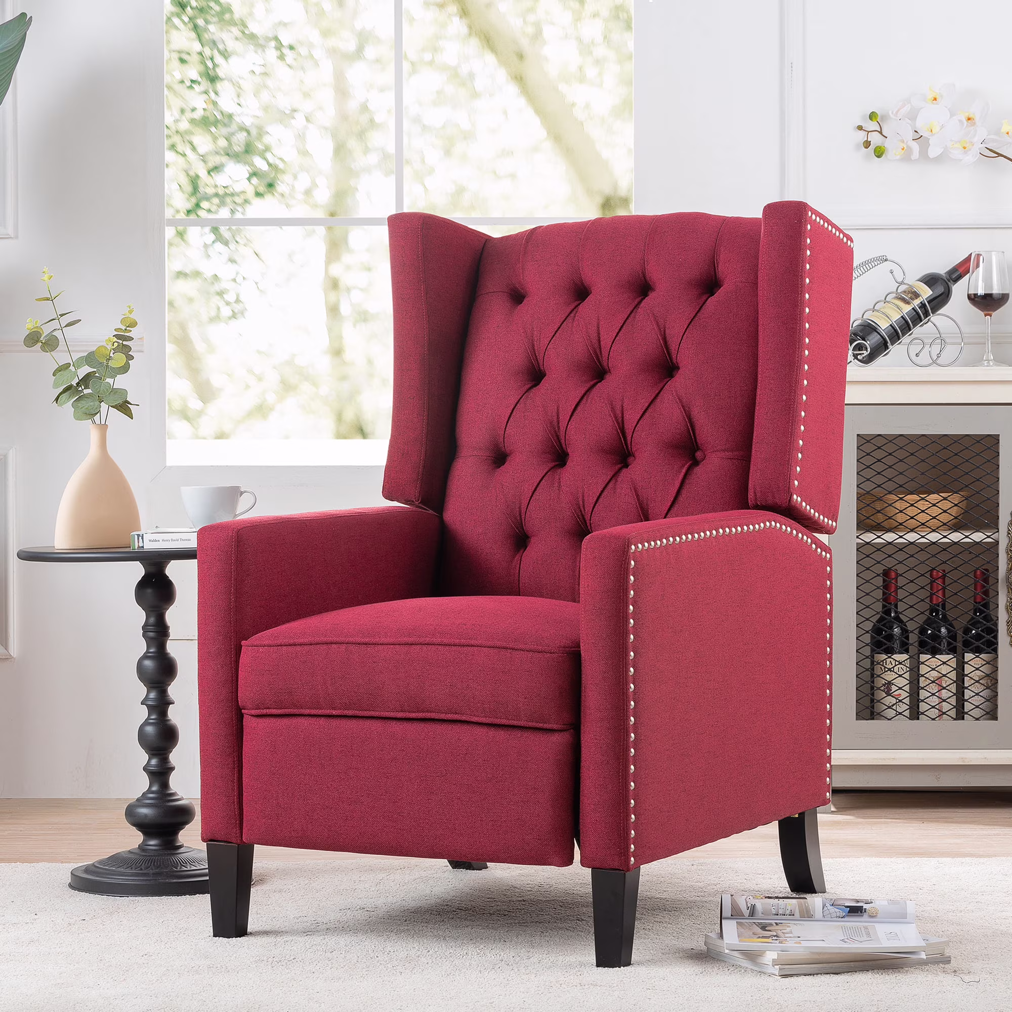 Recliner Chair, Living Room Chairs with Arms, Adjustable Single Reclining Sofa, Home Theater Seating Arm Chair with Thick Padded Seat, Footrest, Lounge Chair for Bedroom, Blue - Image 9