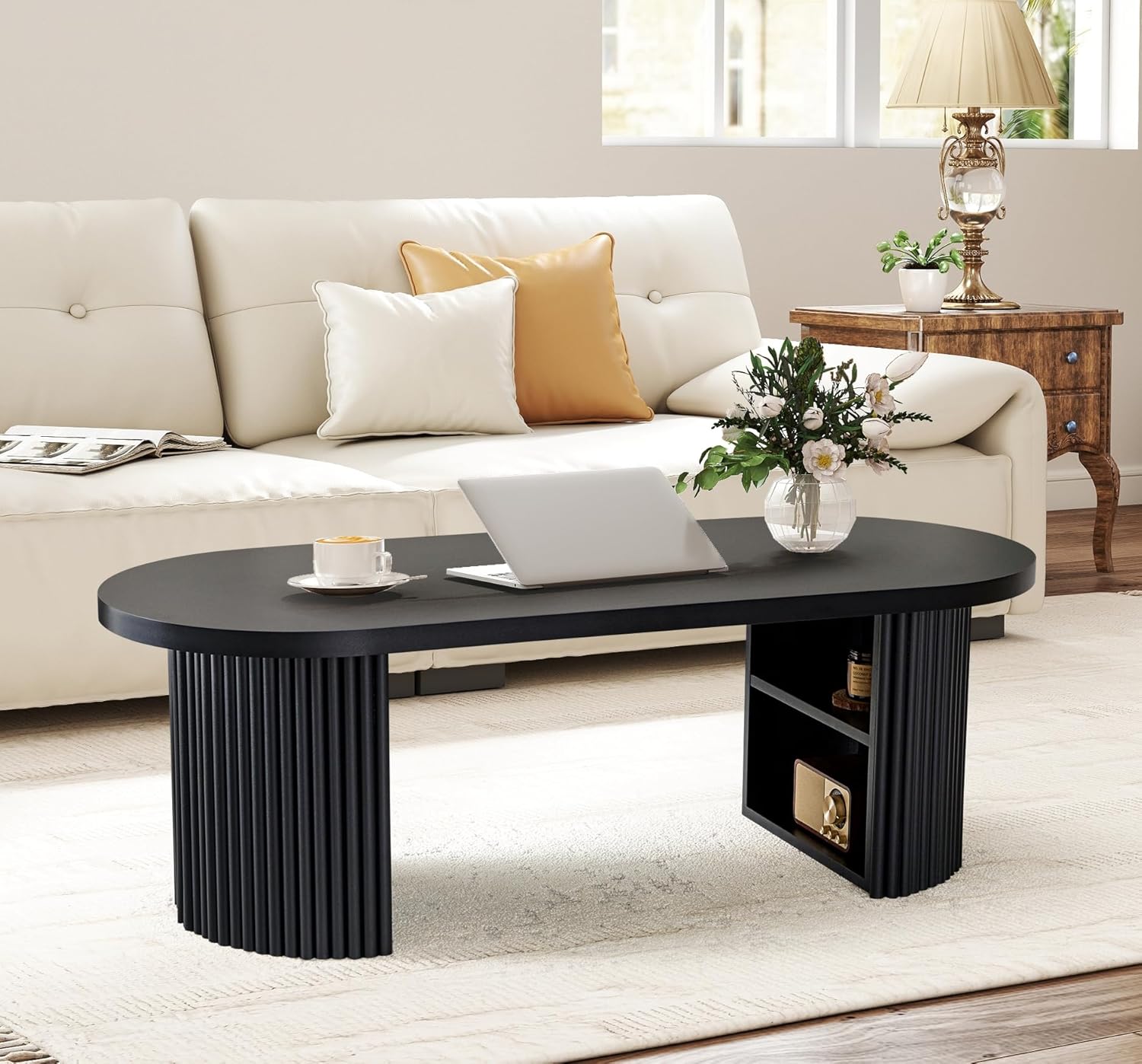 Oval Fluted Coffee Table, 47