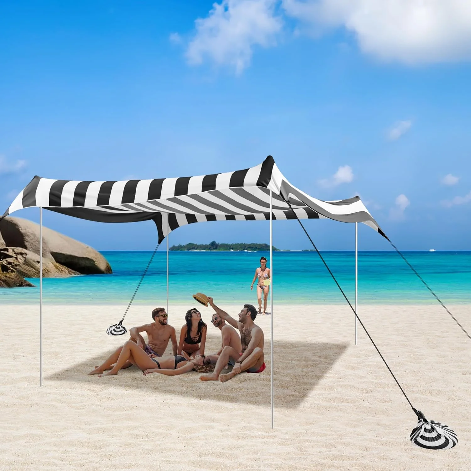 Beach Tent, UPF 50+ Beach Canopy Sun Shade, Portable 10×10 FT Large Pop-Up Beach Tent Sun Shelter with Sand Anchors, Ground Pegs, Easy Setup for Beach, Camping, Park, and Backyard Fun - Image 26