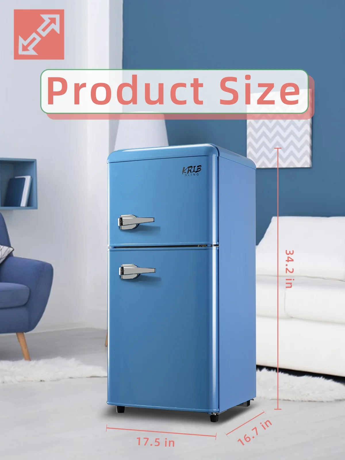 Krib B Compact Refrigerator 3.5 Cu.ft, Mini Fridge with Freezer, Modern Fridge with Dual Door, 7 Grade Temperature Adjustment, Silver - Image 22