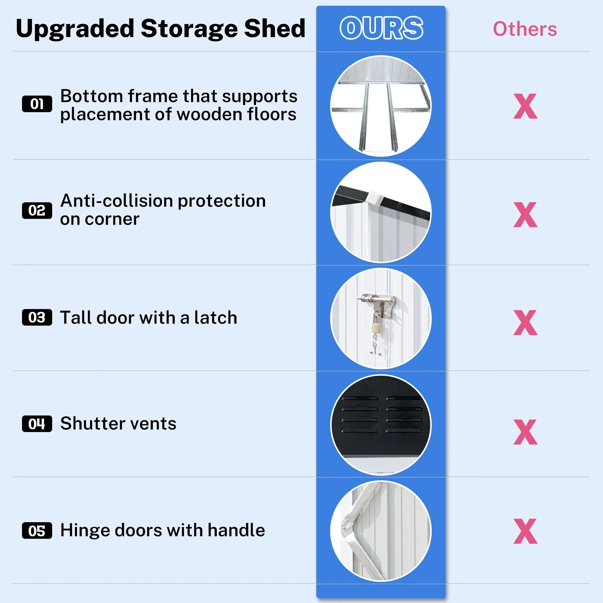 6' x 4' Outdoor Metal Storage Shed, Tools Storage Shed, Galvanized Steel Garden Shed with Lockable Doors, Outdoor Storage Shed for Backyard, Patio, Lawn, D8311 - Image 11