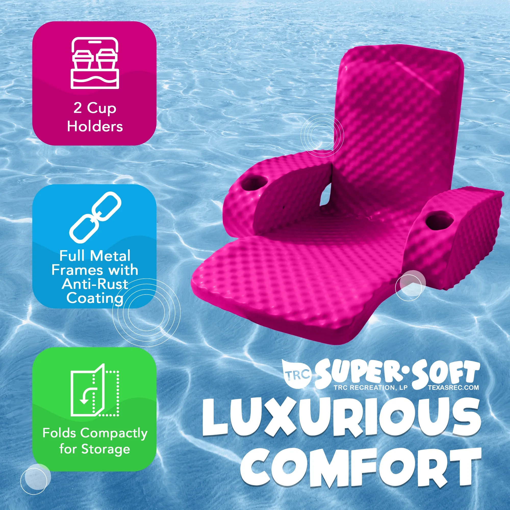 TRC Recreation Baja Folding Armchair Swimming Pool Float, Tropical Teal - Image 26