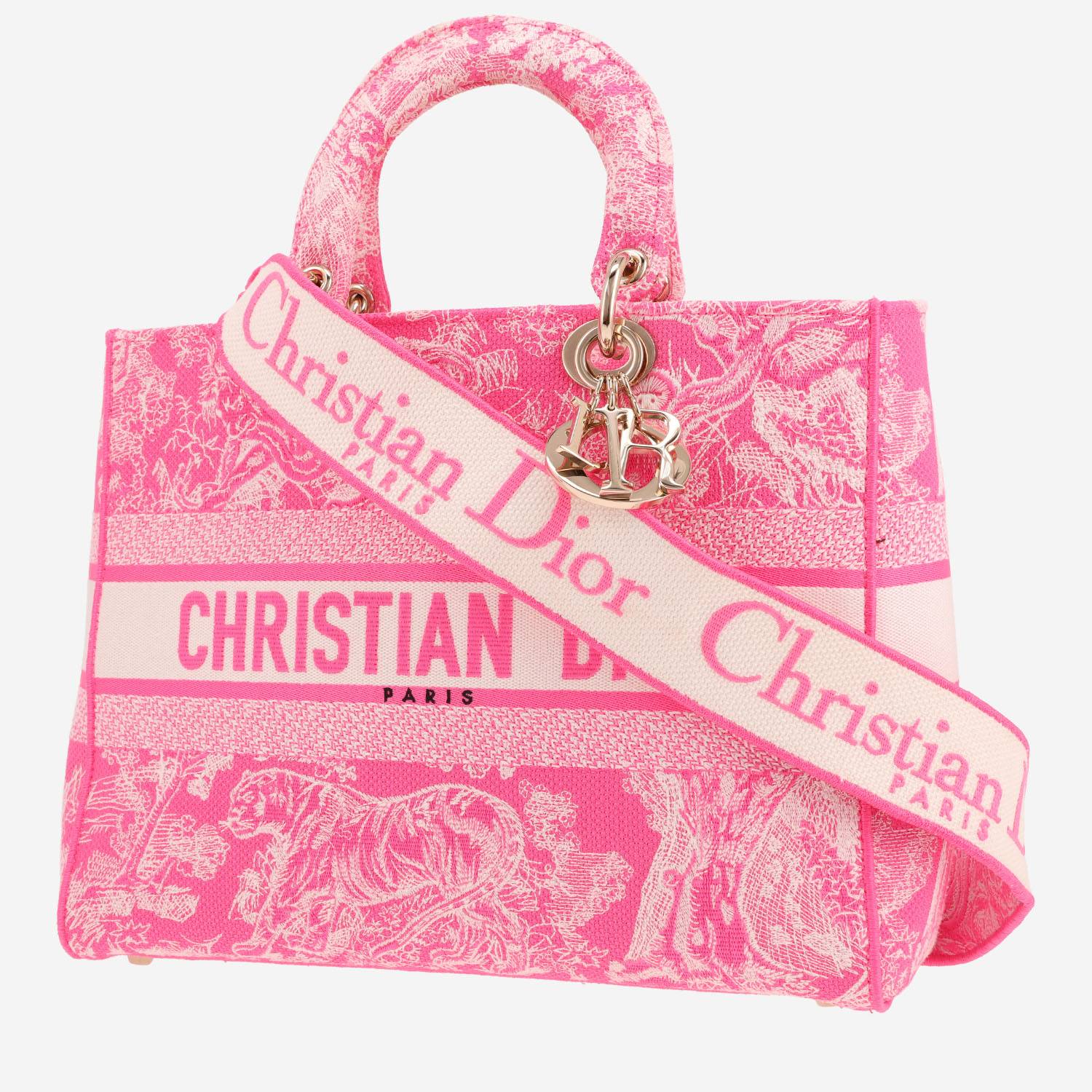 Dior Lady D-Lite handbag in pink canvas1:1High-quality replica