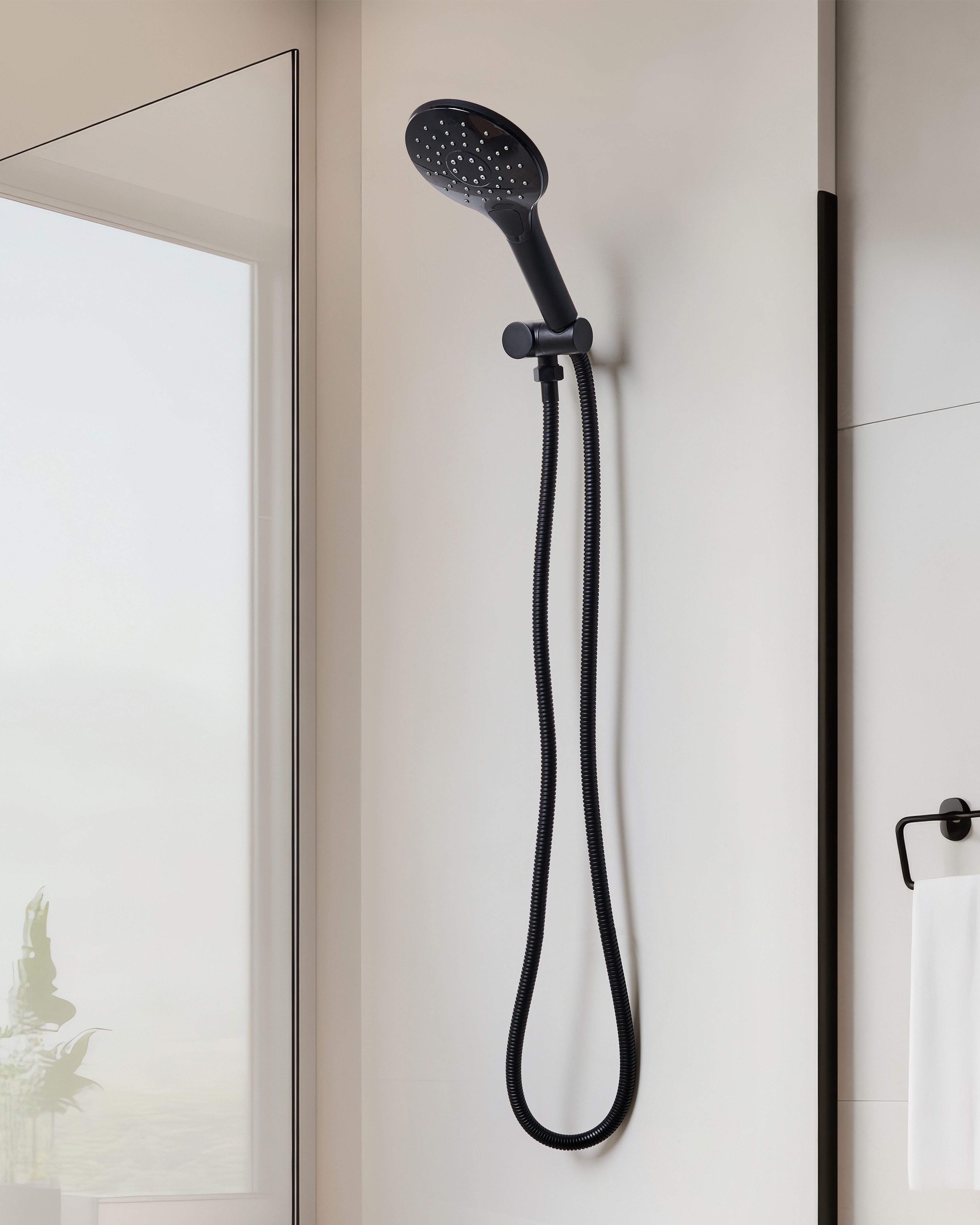 Shower Head and Hose Kit IQUIRA 4-function Black