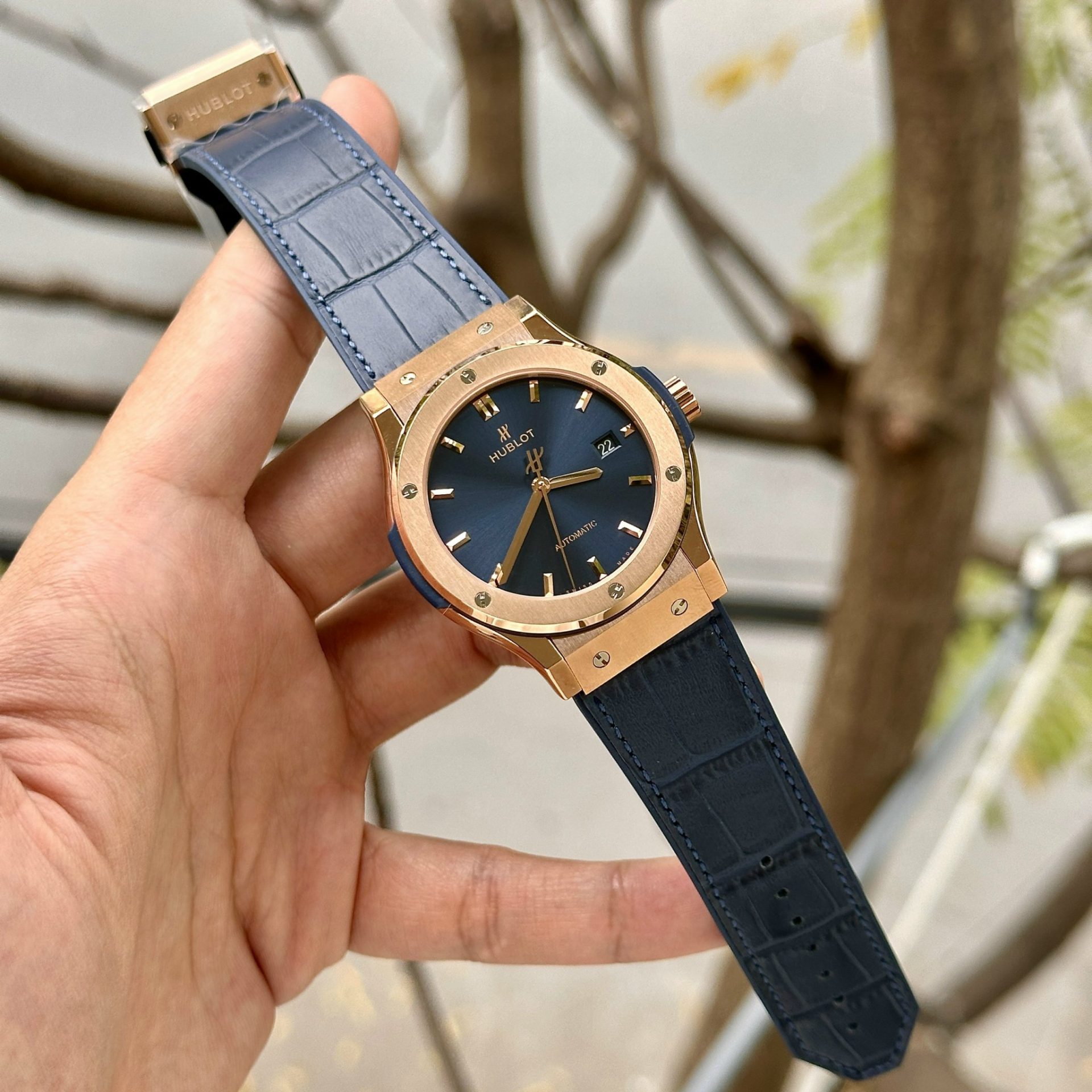Hublot Replica 1:1 Watch Classic Fusion King Gold Blue Dial JJF Factory 42mm - Top club