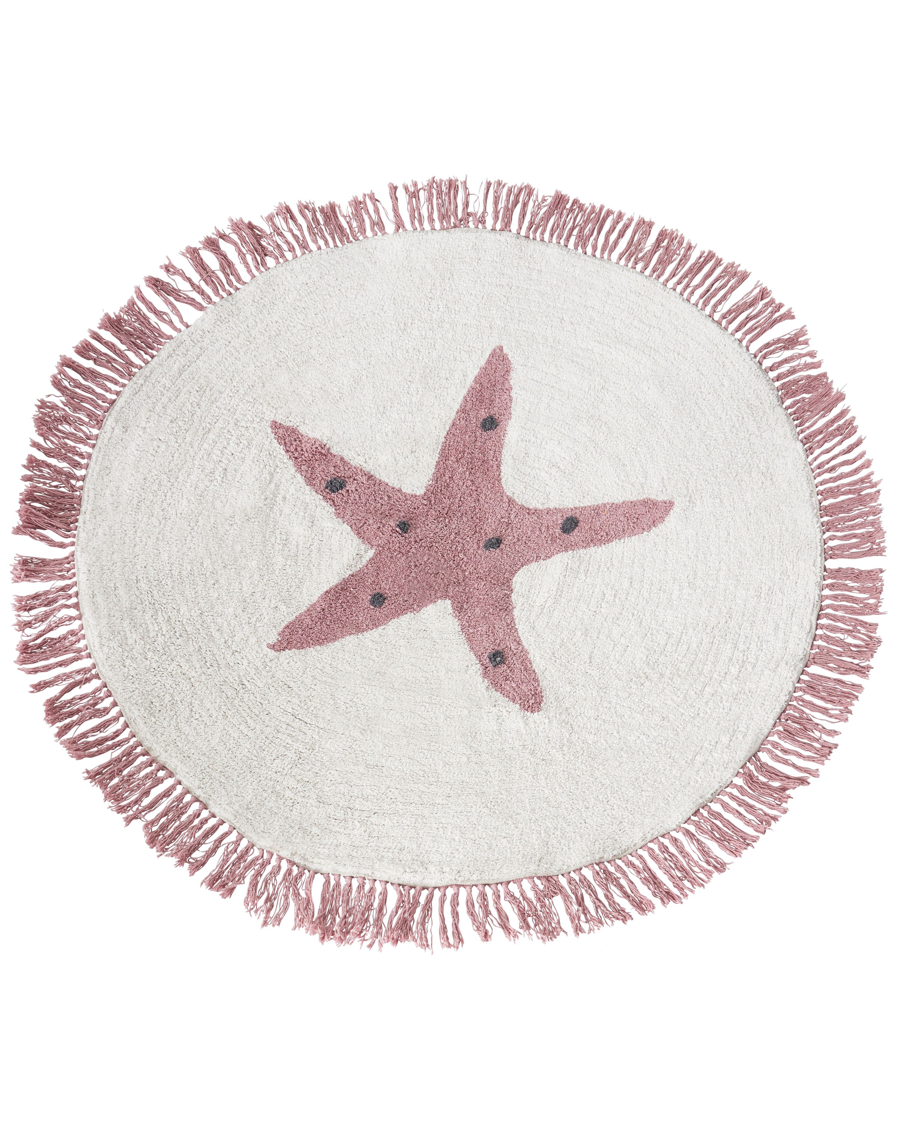 Kids Rug STARS Off-White ø 120 cm Cotton