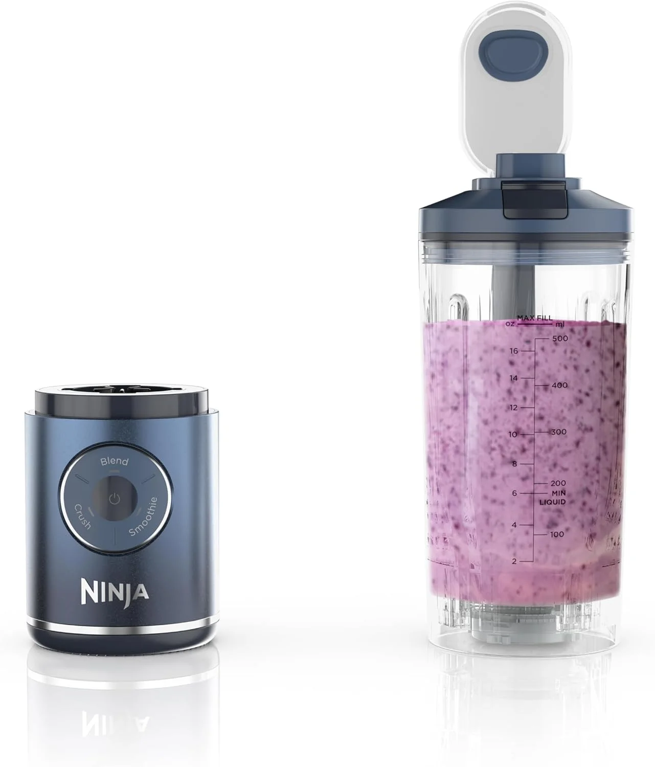 Restored Ninja BC251NV Blast Max Personal Cordless Blender for Smoothies, Blend, Ice Crush, 22 oz. Twist & Go Vessel, Navy (Refurbished)