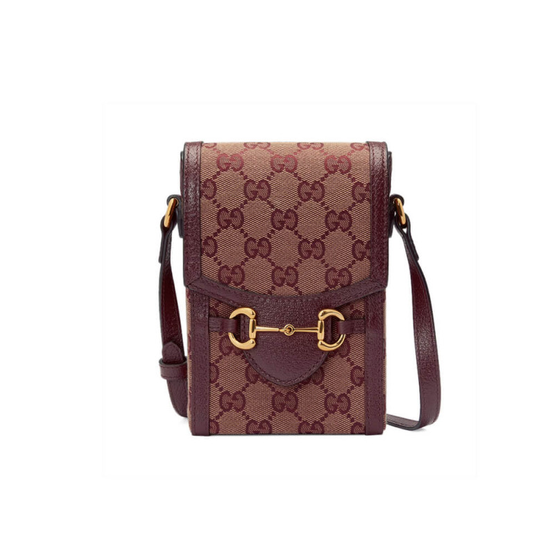 Replica Gucci Horsebit 1955 Mini Bag 625615 In Burgundy Gg Canvas1:1High-quality replica
