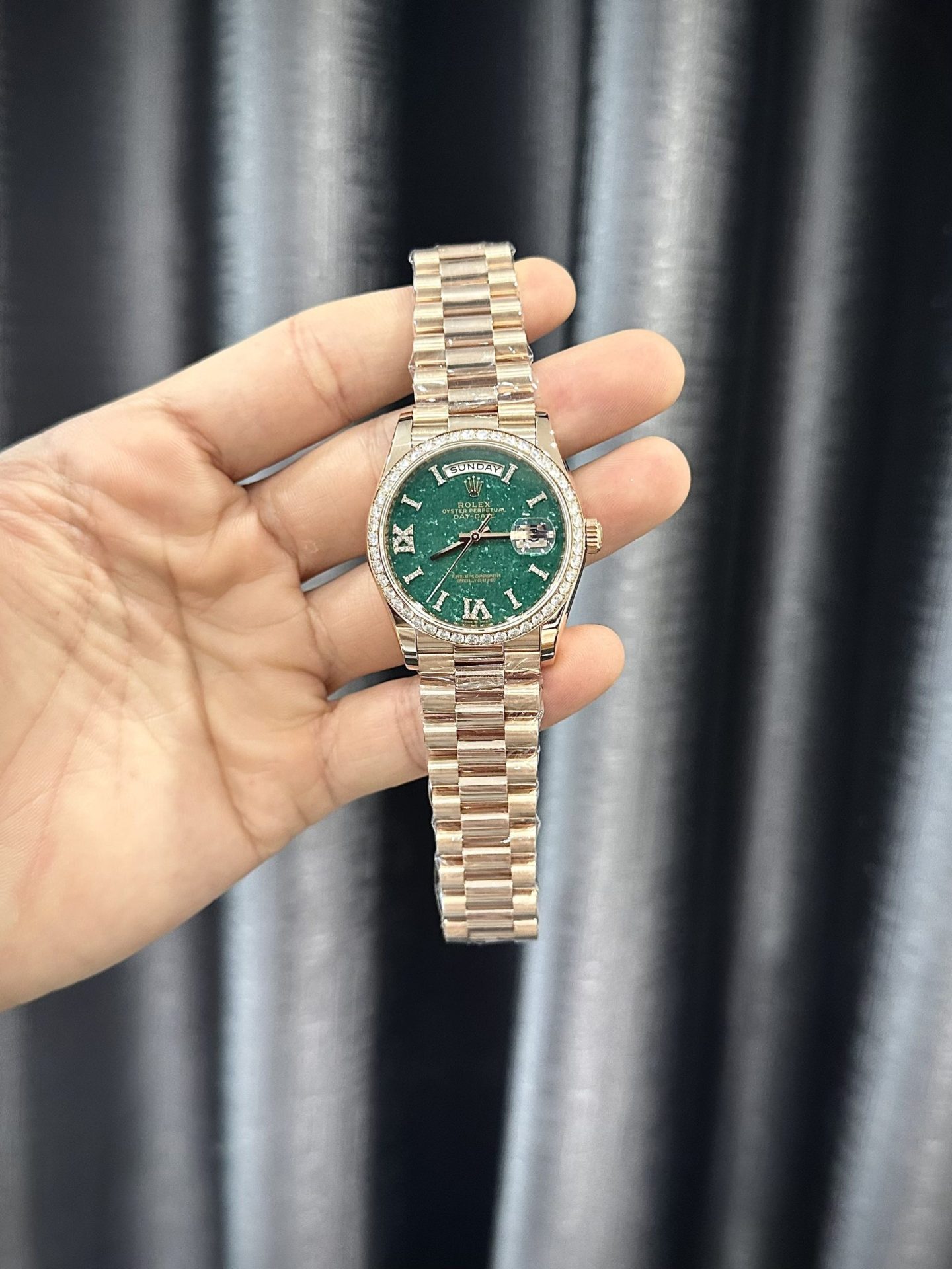 Rolex Best Replica Watch Day-Date 128235 Gold Wrapped And Moissanite Diamond Custom 36mm - Top club