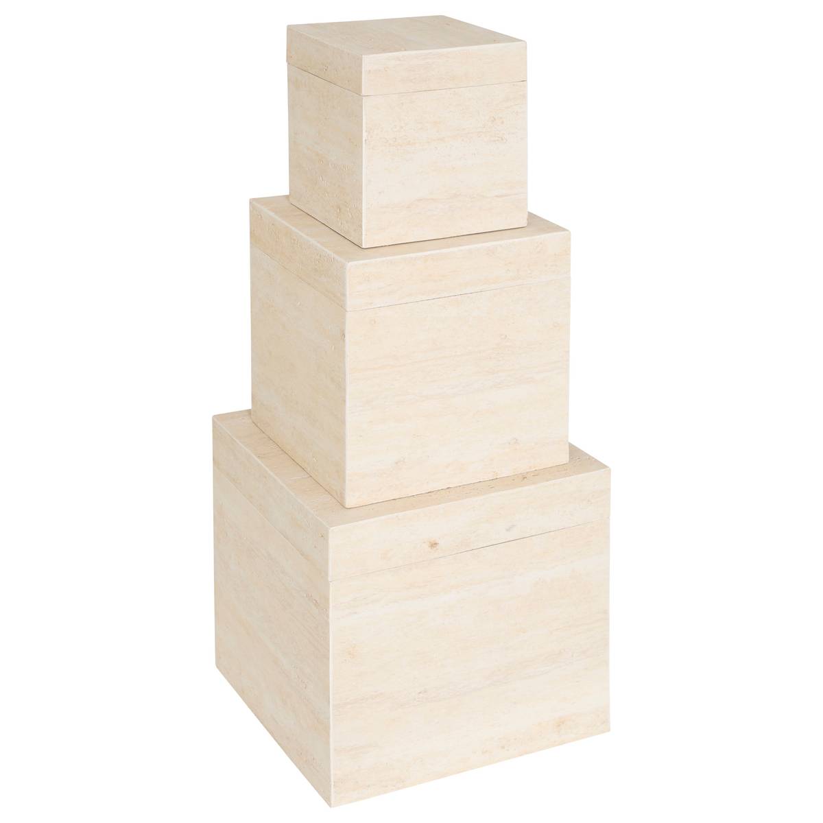 Set of 3 "Tineo" trunks Beige, 34x33 cm