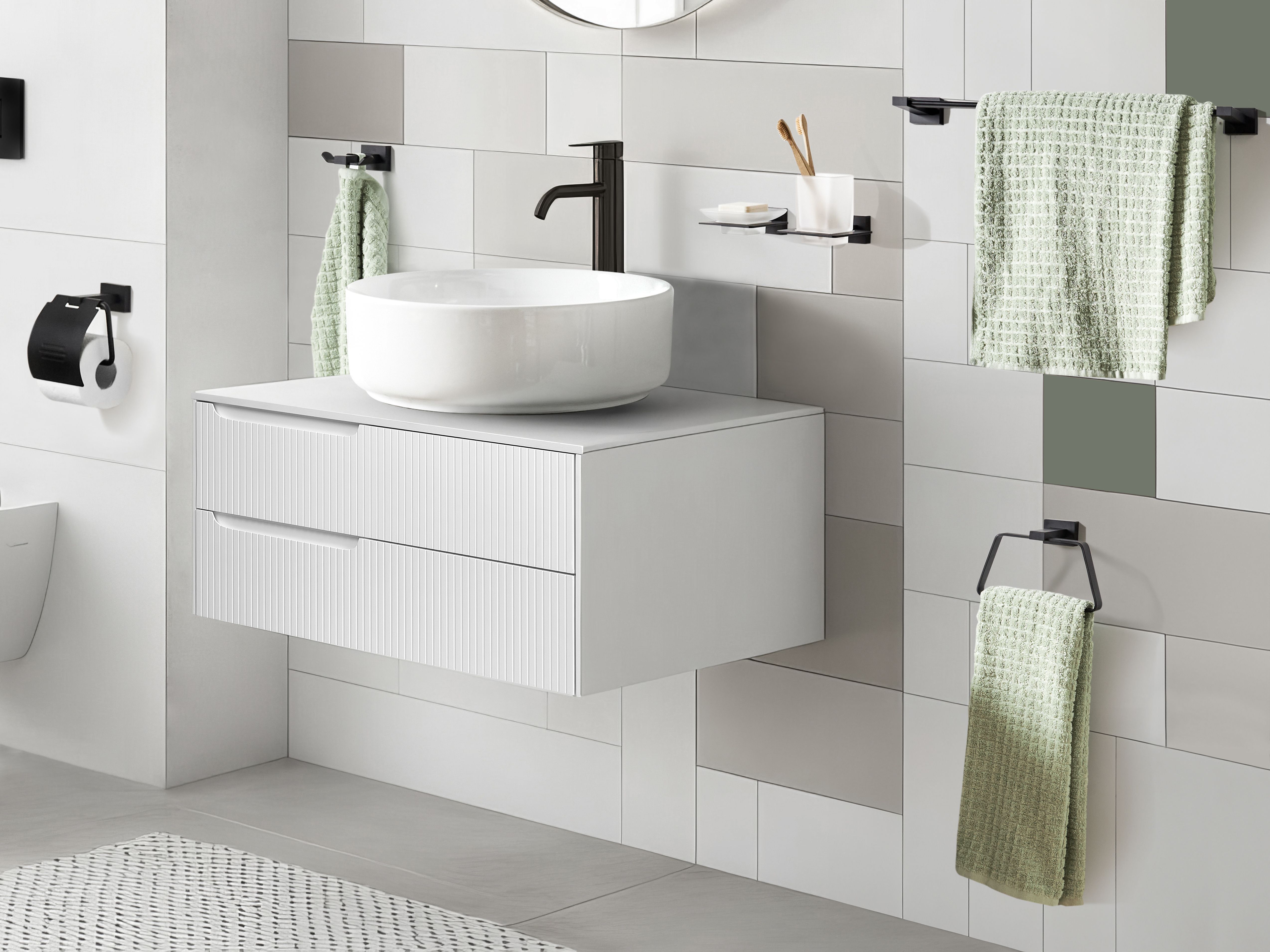 6-Piece Bathroom Hardware Set RIOHACHA with Towel Bars and Hooks Black