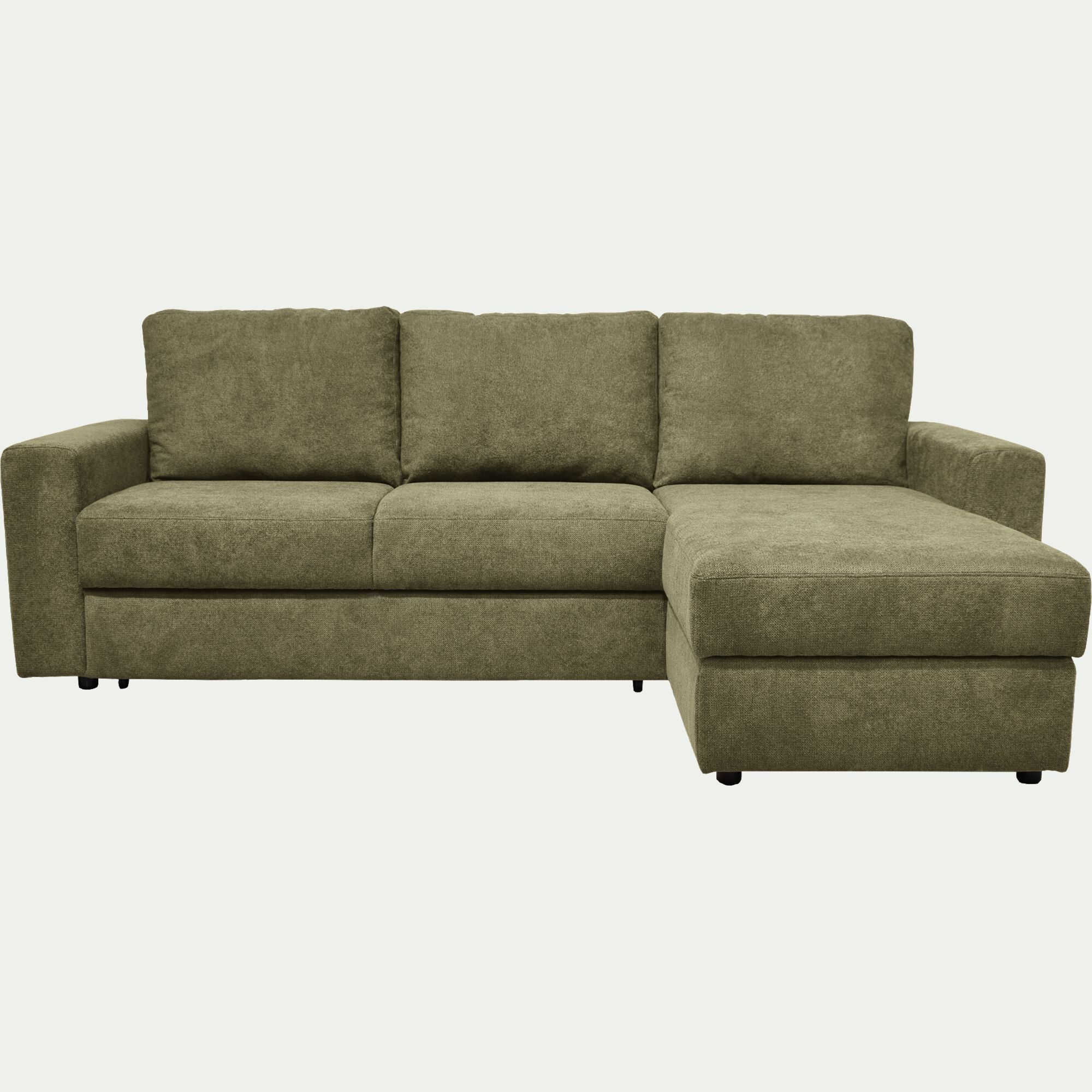 HONORE - Canapé d'angle réversible convertible en tissu tramé - vert cèdre