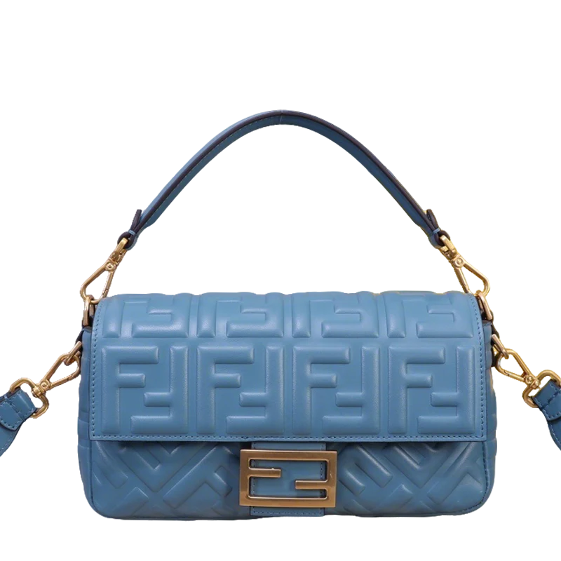 Chic Fendi Baguette Bag With Embossed FF Pattern And Gold - Tone Hardware 52039 - Replicaclubs