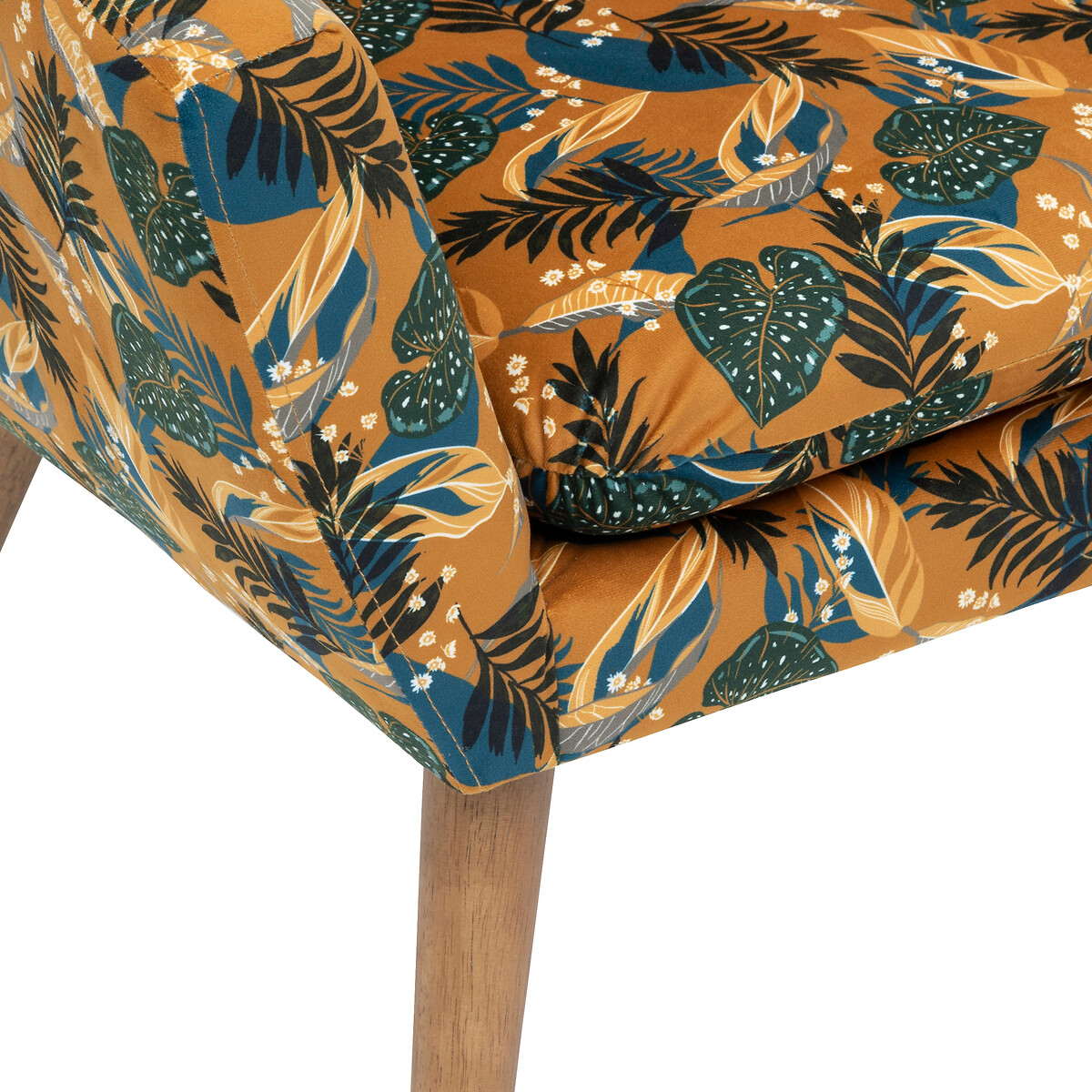 "Sango" armchair Velvet, Yellow ochre