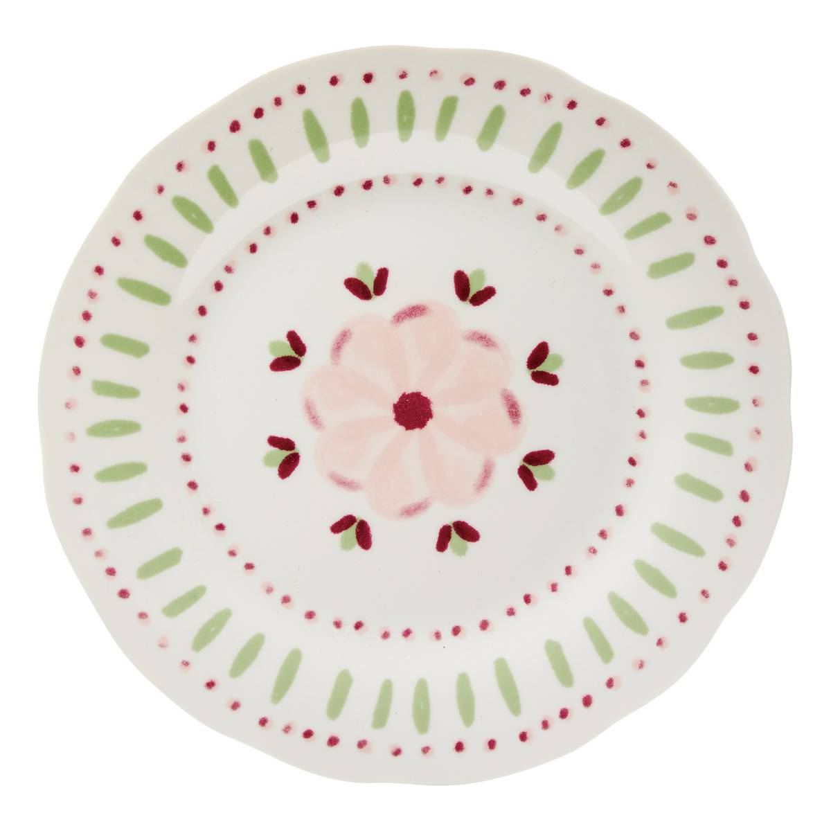 Set of 6 dessert plates "Fleur De Rose" Porcelain, D.19.5 cm