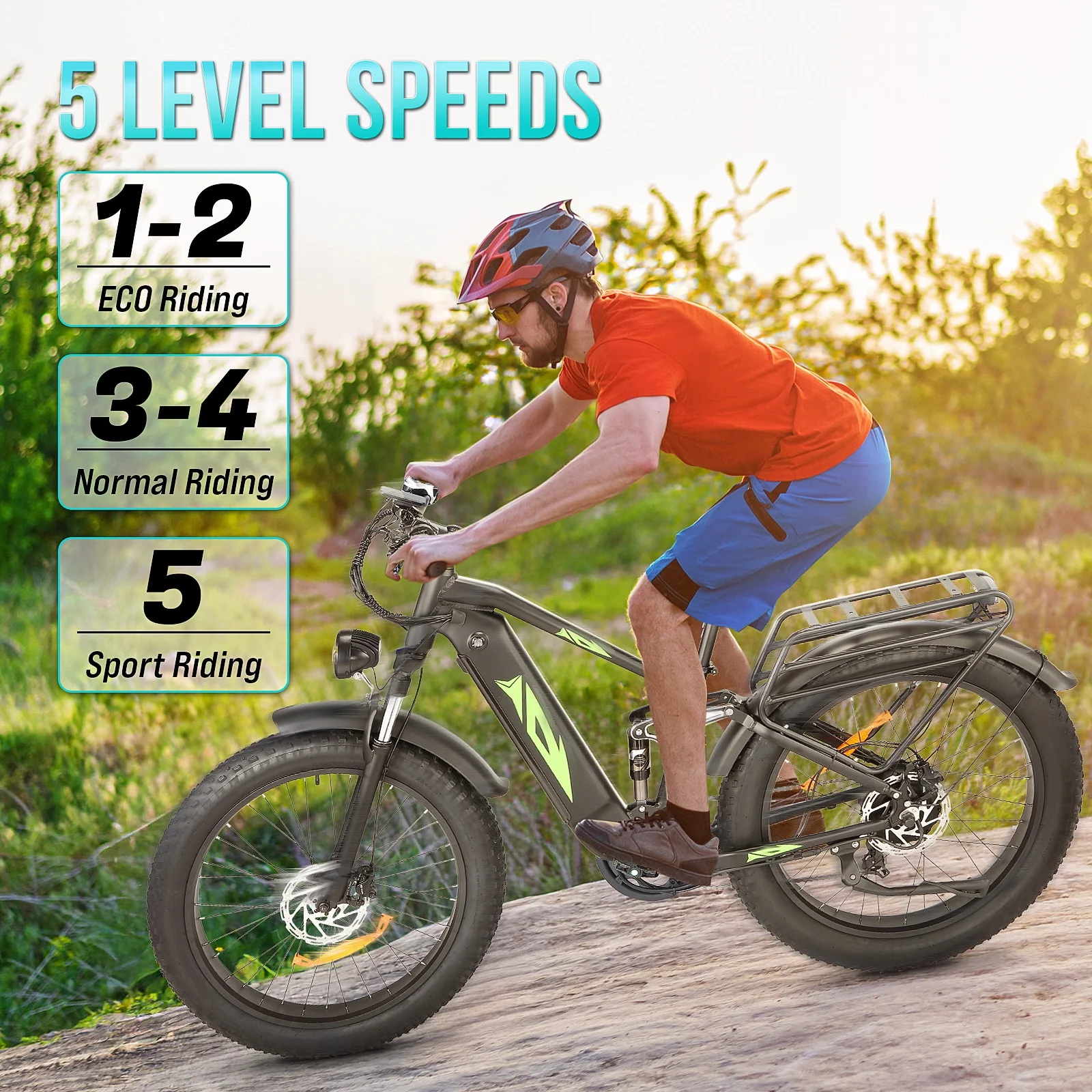 Electric Bike for Adults,1000W E Bikes for Men,26" Fat Tire Electric Bikes,48V 17.5AH Battery,28MPH,7 Speed&Dual Hydraulic Disc Brakes,LCD Screen,60Miles Range,Electric Mountain Bicycle - Image 14