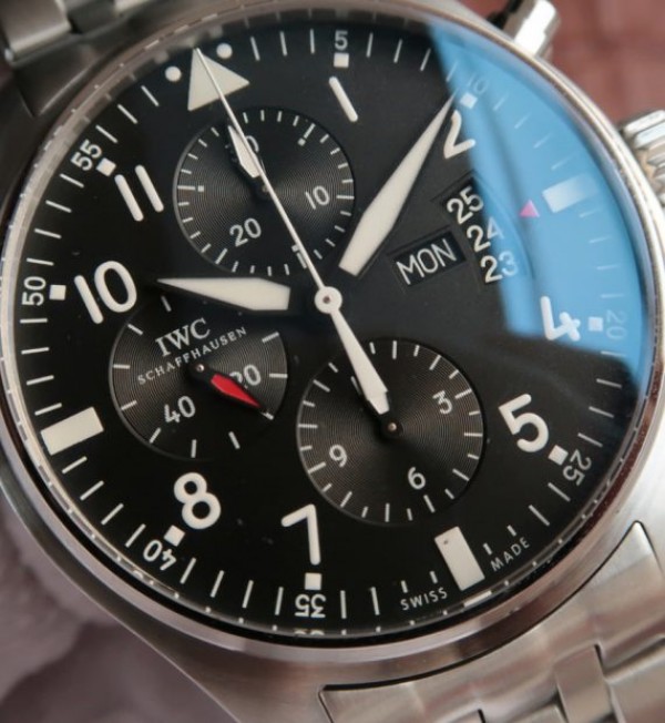 Replica IWC V6 Pilot Chrono IW377704 Black Dial SS Bracelet A7750 - Top club
