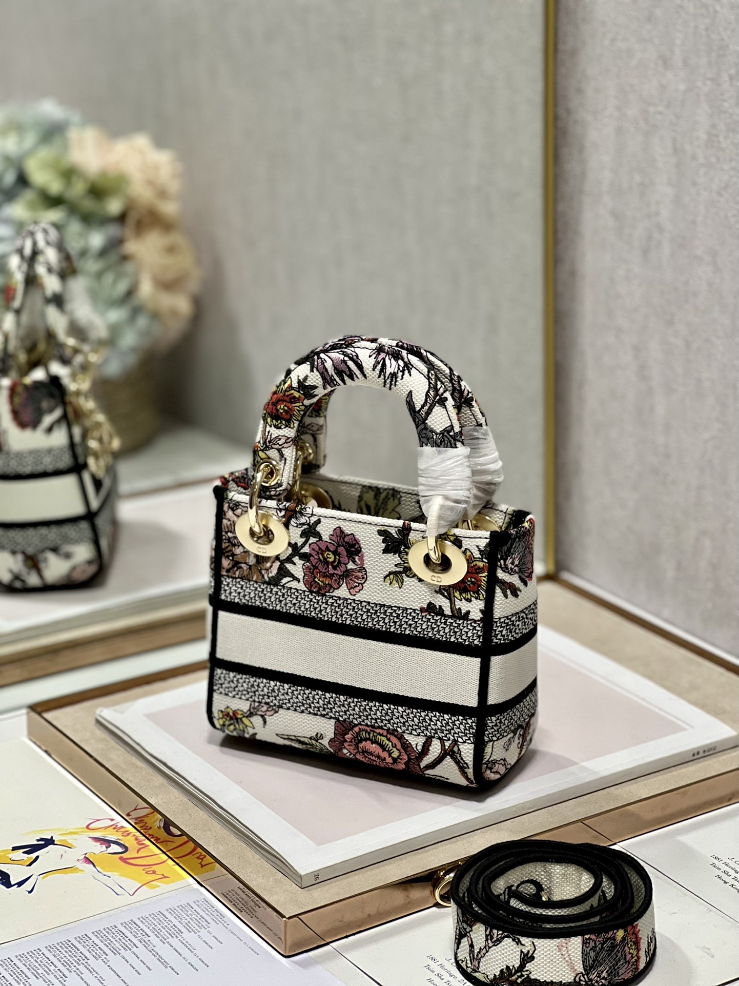 Mini Lady D-Lite Bag White/Black For Women 6.5in/17cm1:1High-quality replica
