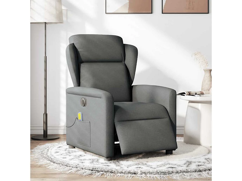 Fauteuil inclinable électrique-Chaise de relax-Fauteuil de Massage gris foncé tissu SHL3563