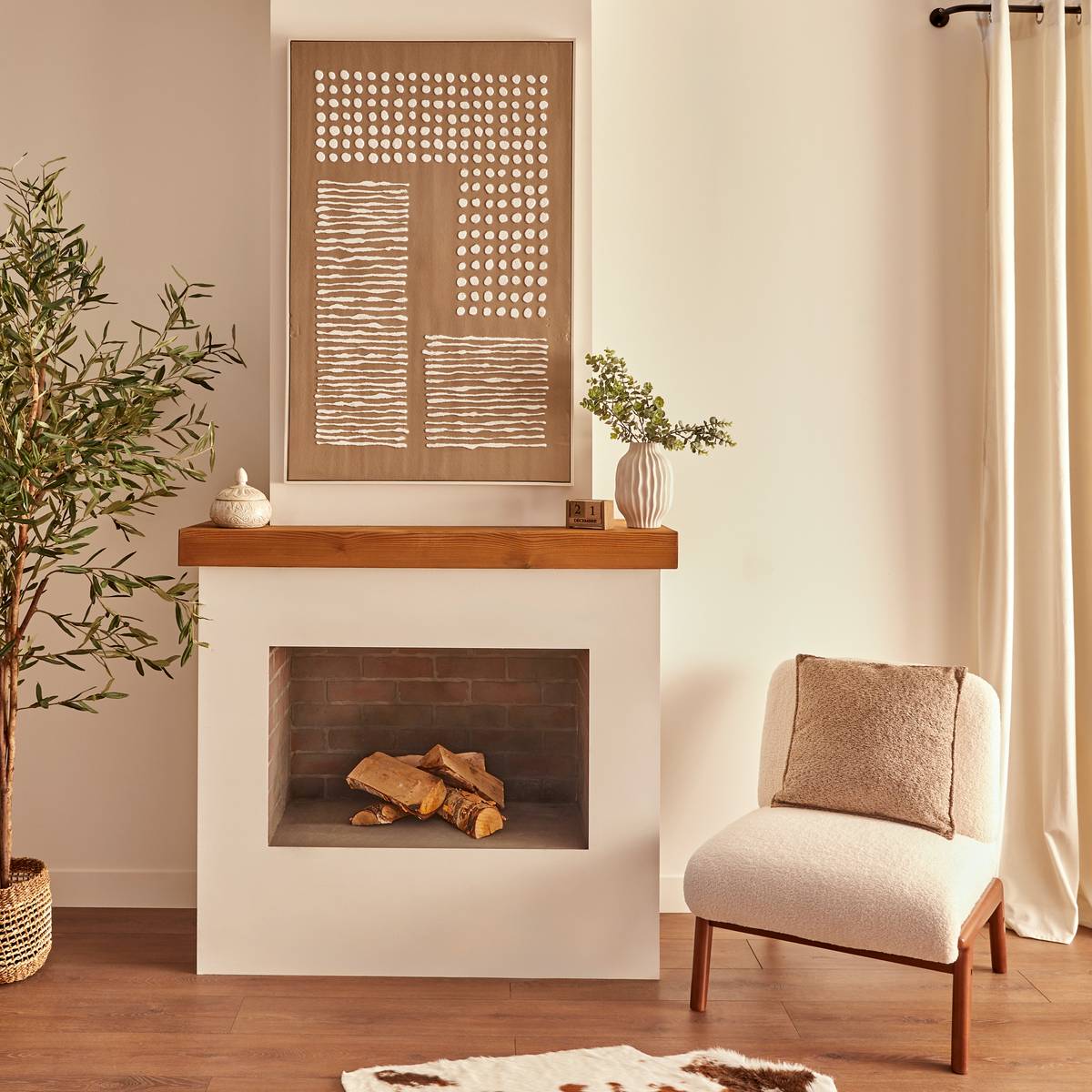 Framed Painting "Farhan" Medium Beige, 116x75 cm