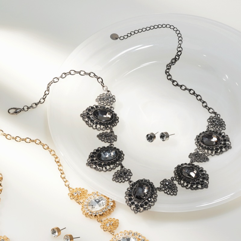 Crystal Vintage-Style Necklace & Earring Set - MIDNIGHT VELVET CATALOG