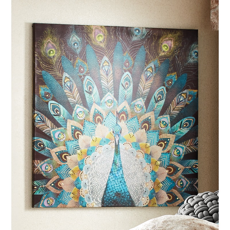 Embellished Peacock Wall Art - MIDNIGHT VELVET CATALOG