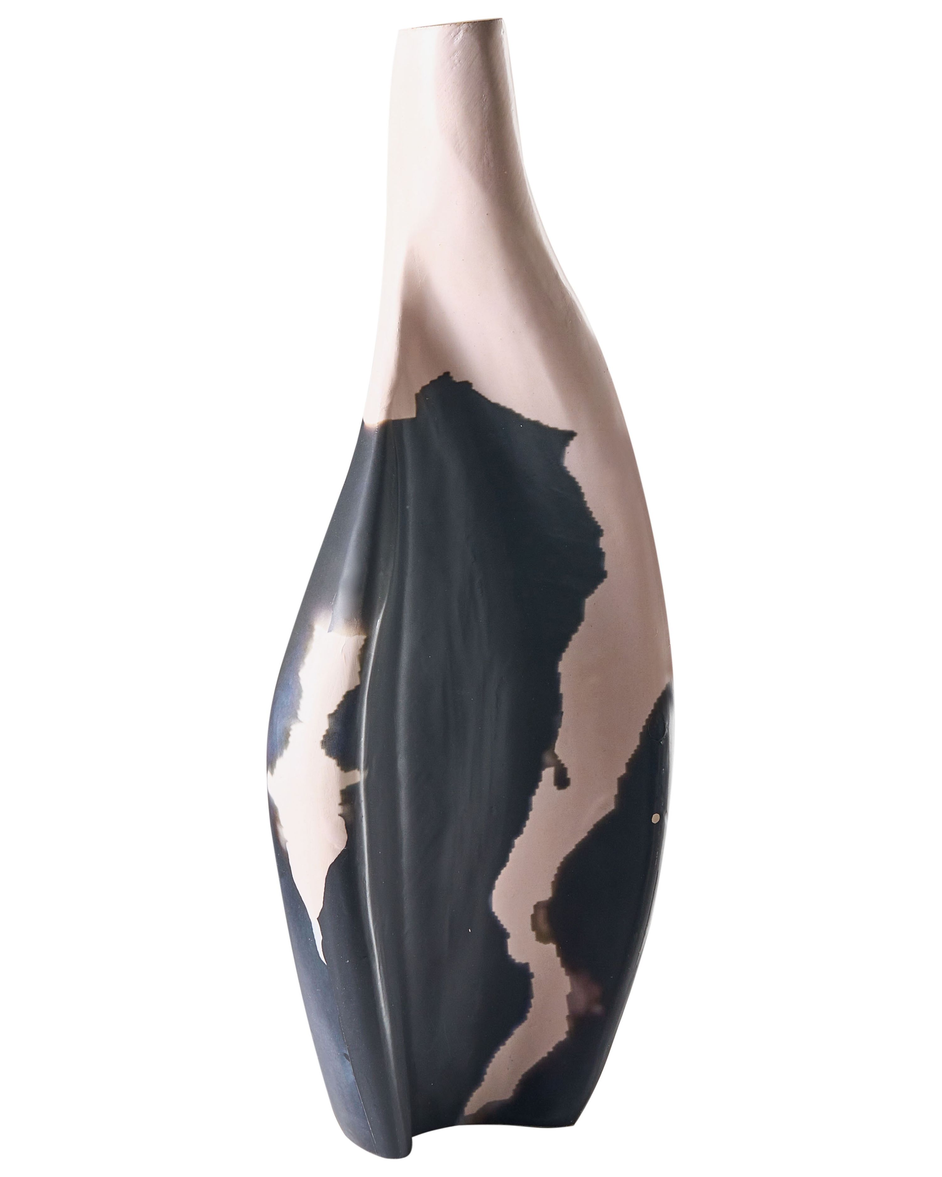 Decorative Vase LAGOS Mango Wood 40 cm Black/ Beige