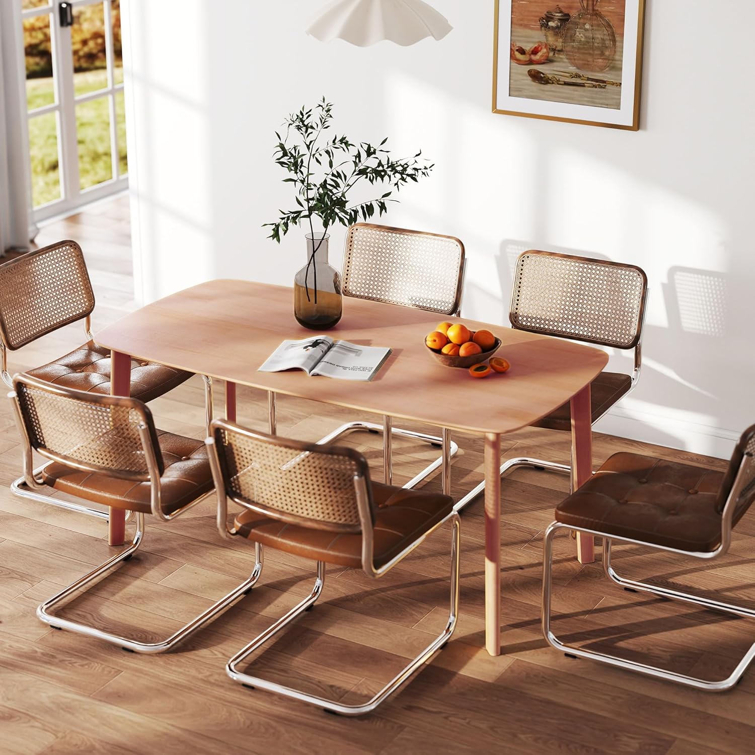 HOMCOM Solid Wood Dining Table for 6 People, 59