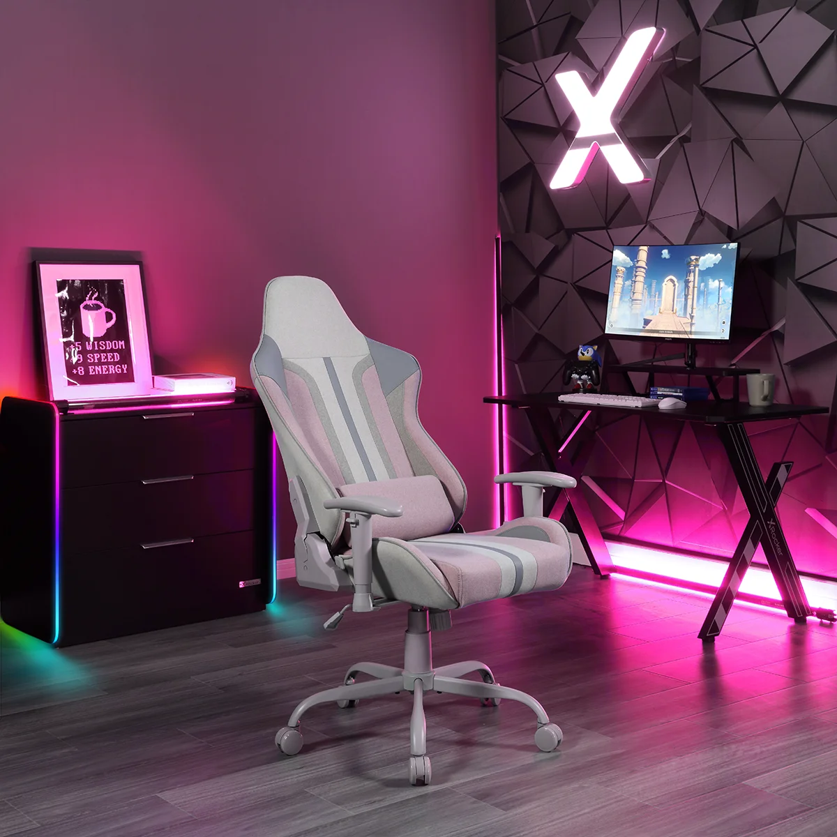 X Rocker Mysa PC Gaming Chair with Lumbar Support, Pink - Image 11