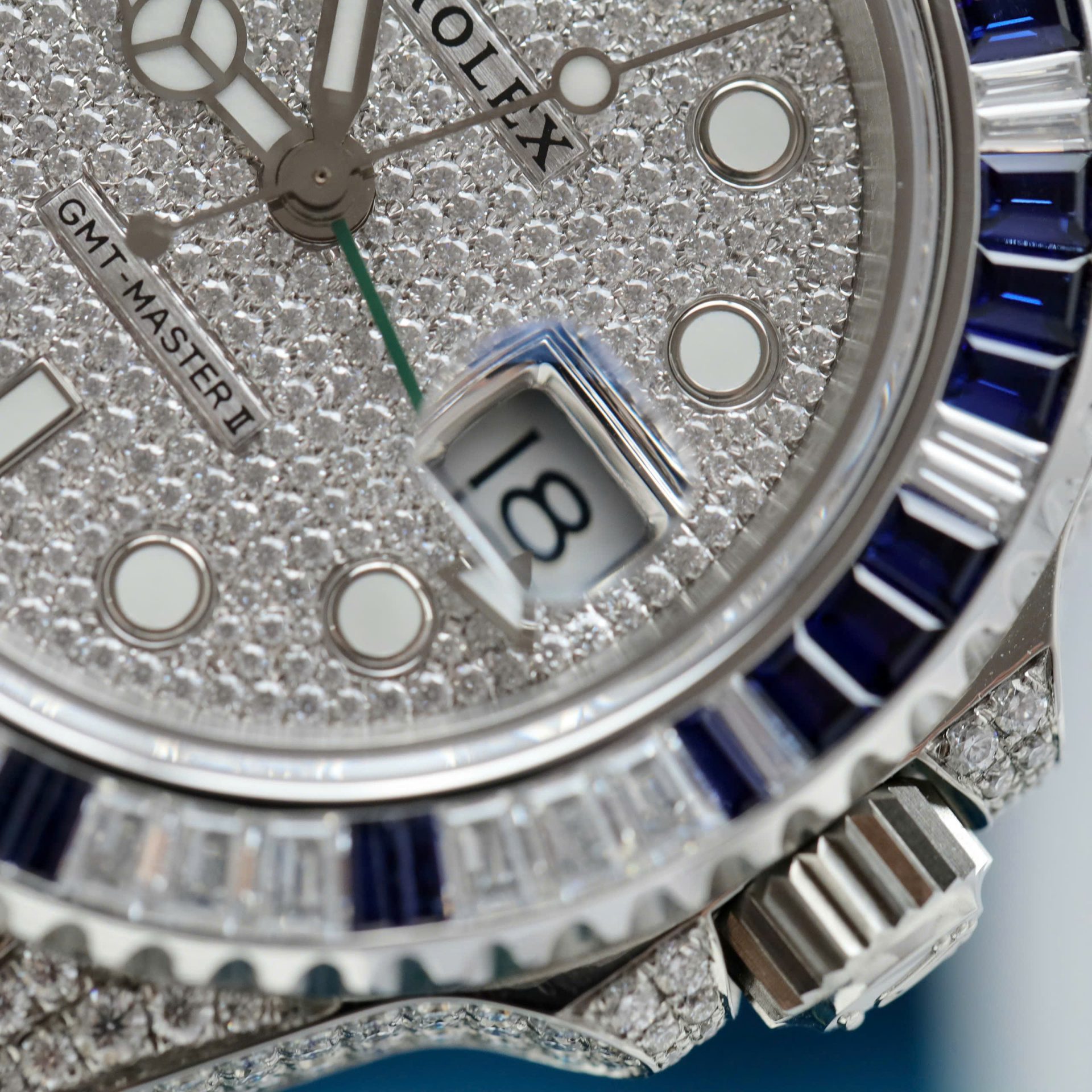 Rolex GMT-Master II Replica Watch Sapphire + Diamonds Moissanite 40mm - Elite Watch Atelier