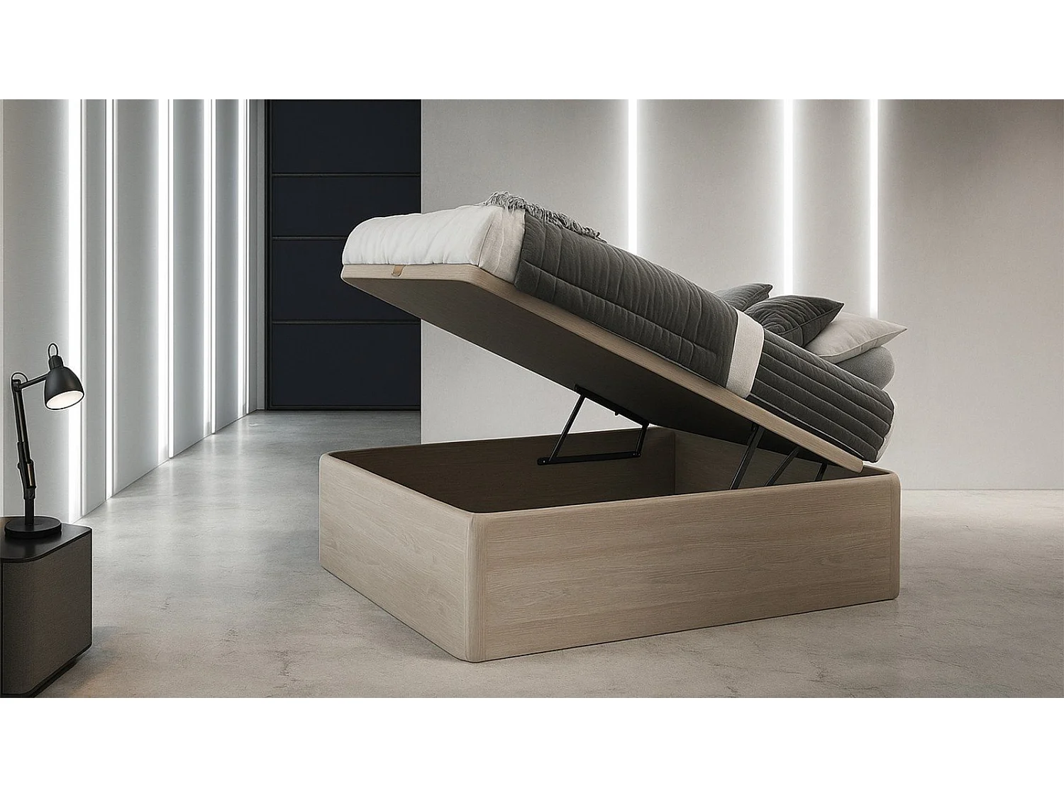 Lit coffre hauteur 43 cm bois chêne cambrian 140x200 BIG BOOTS