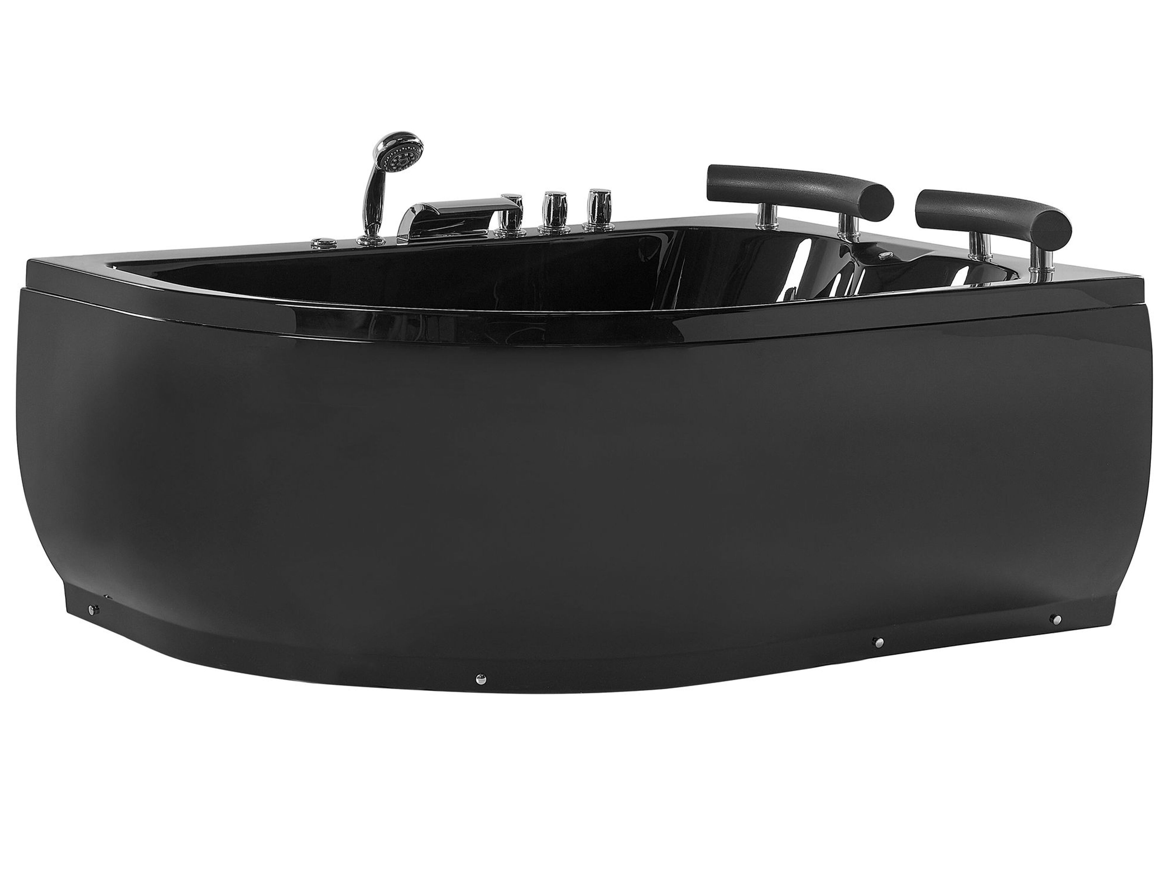 Corner Hot Tub with LED PARADISO Left Hand 1580 x 1130 mm Black