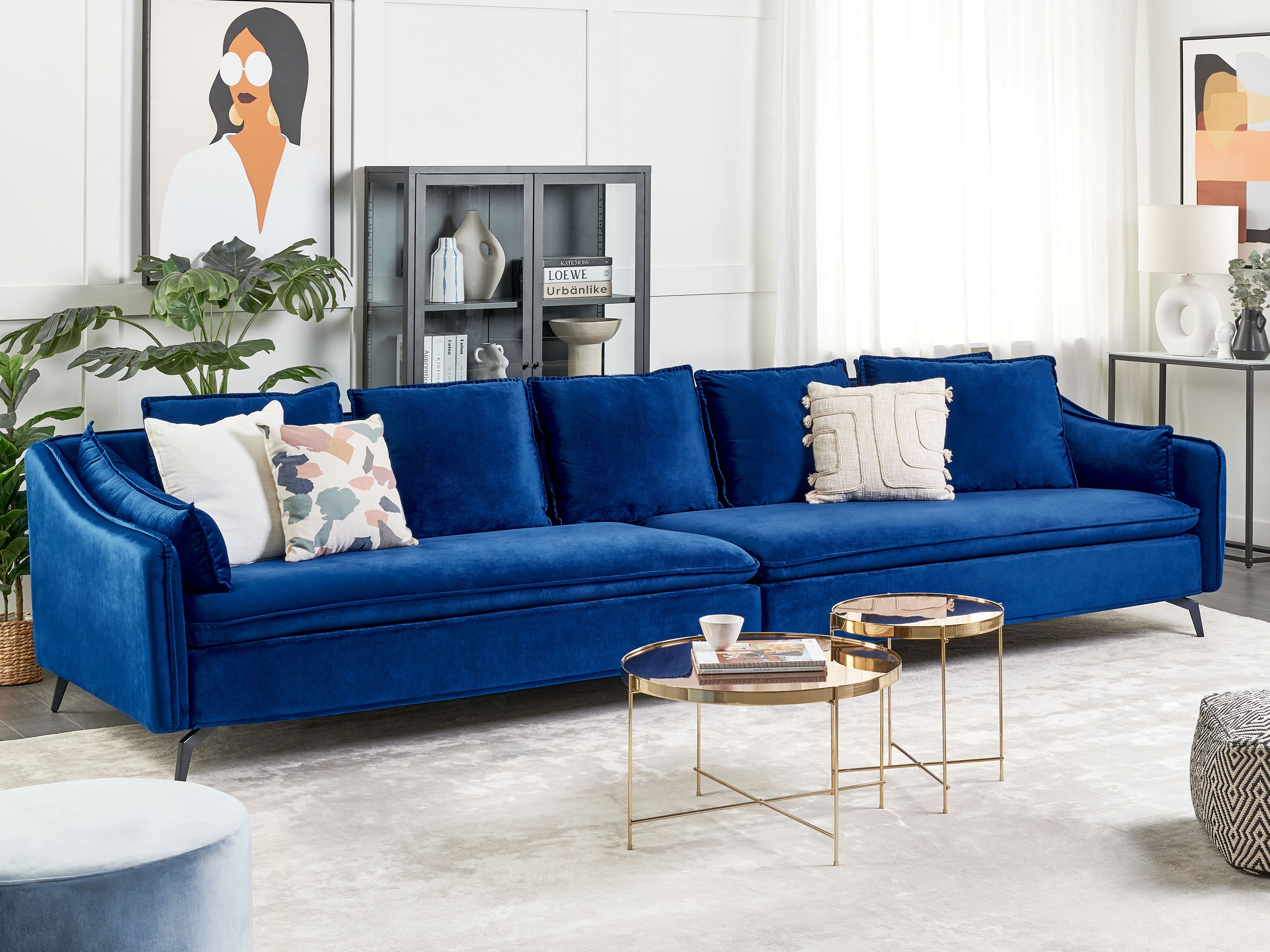 Sofa 4 Seater AURE Velvet Navy Blue
