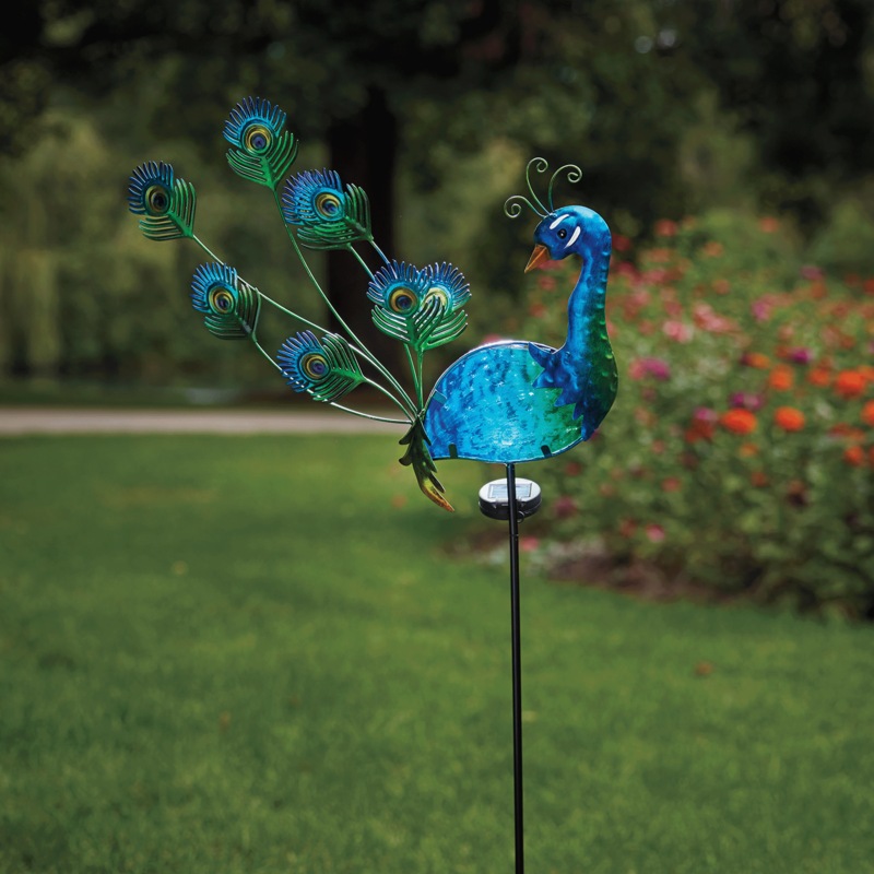 Solar Peacock Stake - MIDNIGHT VELVET CATALOG