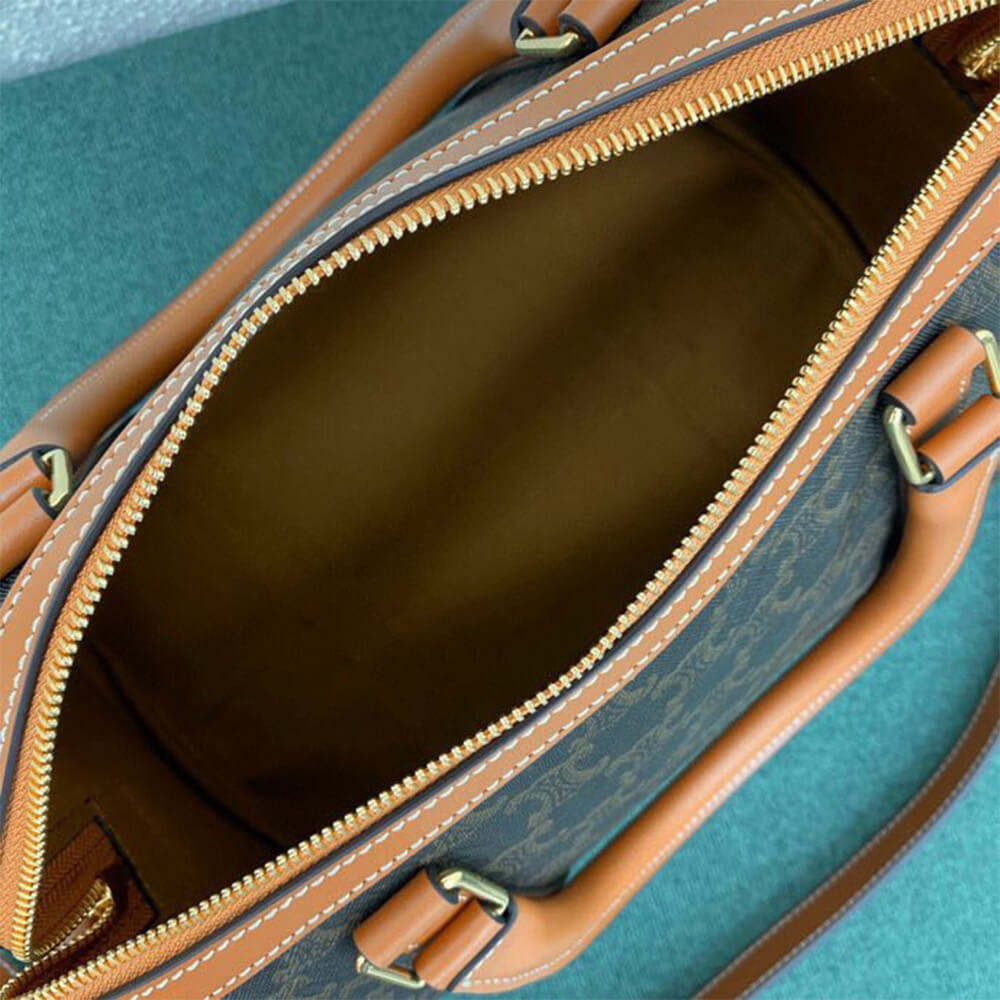 Celine Large Boston Bag in Triomphe Canvas and calfskin1:1High-quality replica