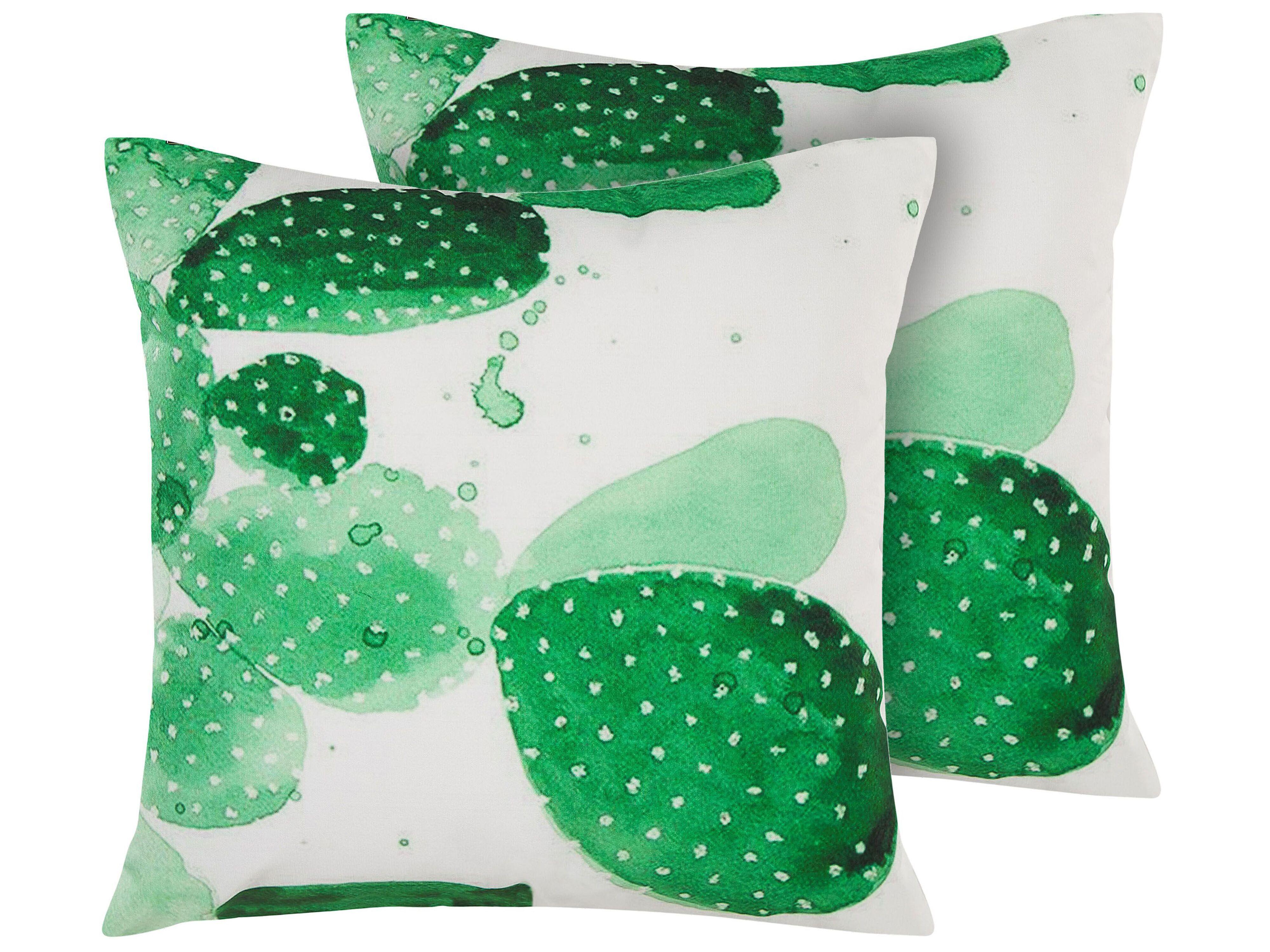 Set of 2 Outdoor Cushions OSTINA Plant Pattern 45 x 45 cm Green