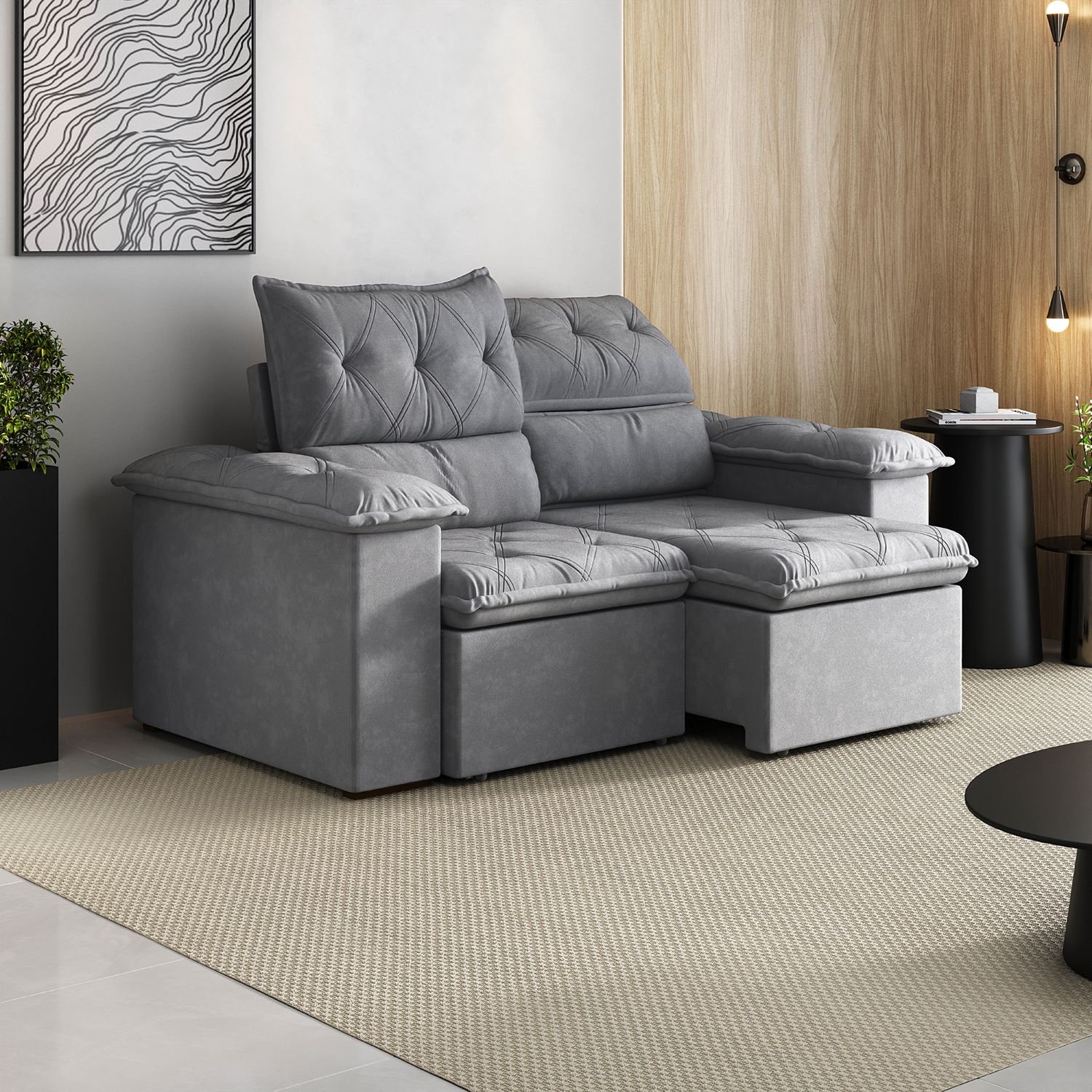 Sofá Retrátil e Reclinável 200cm Cupuaçu CabeCasa MadeiraOriginals