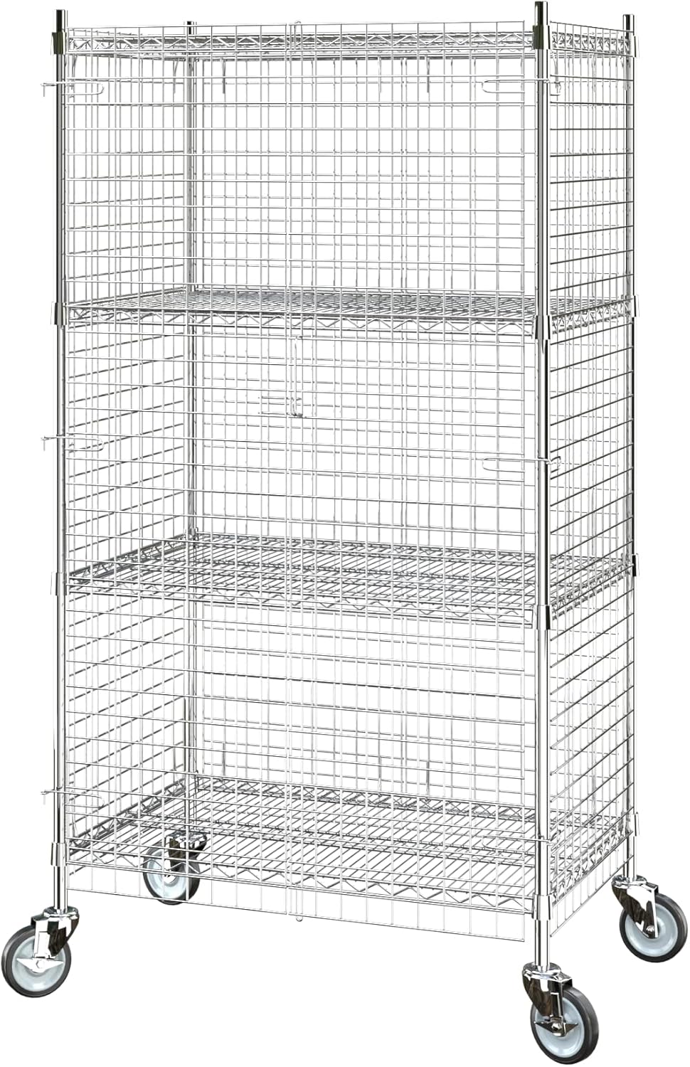 Commercial Grade NSF Listed Metal Wire Mesh Storage Chrome Mobile Security Cage Kit, 24