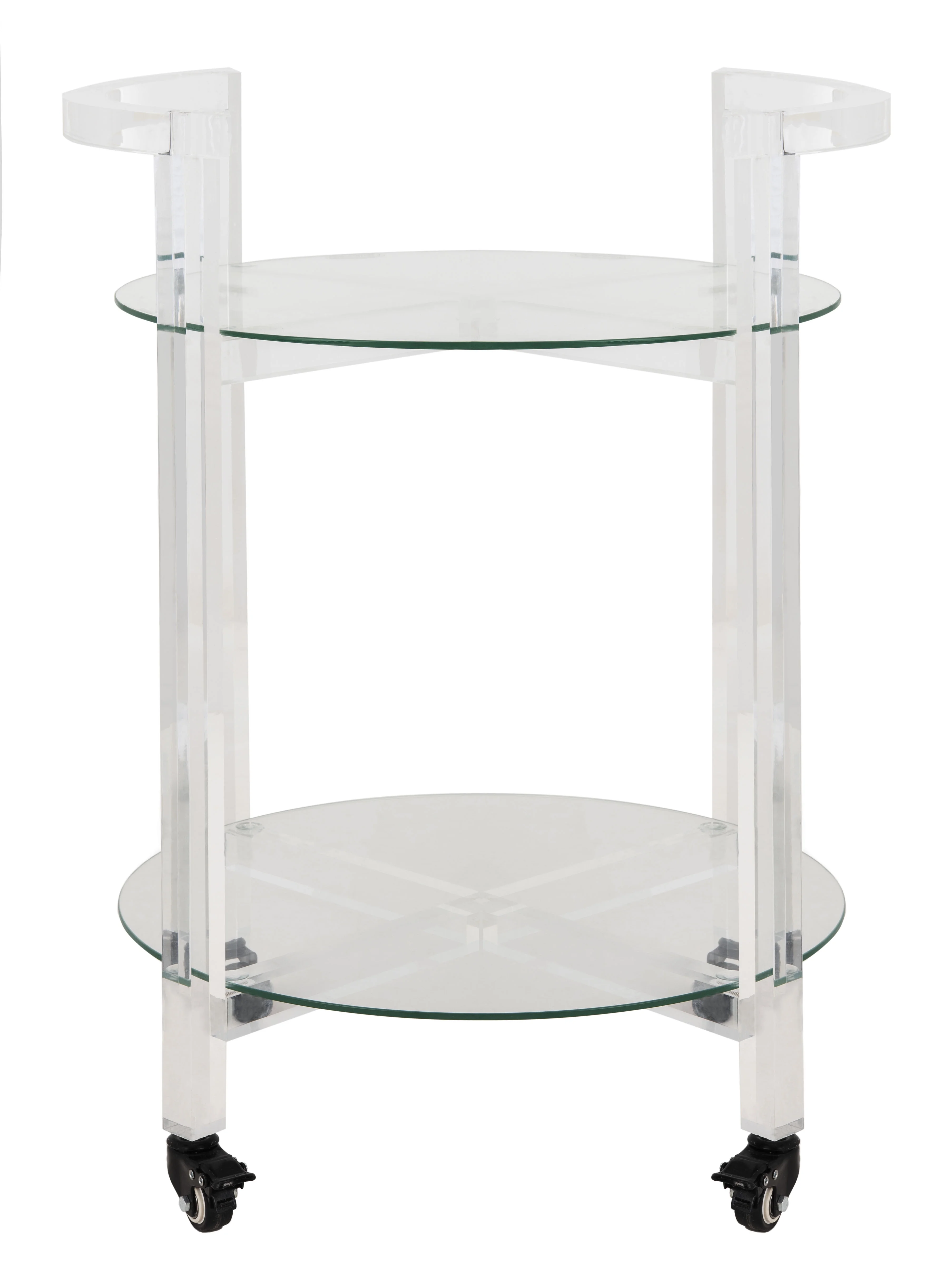 SAFAVIEH Couture Jules 2-Tier Glam Acrylic Bar Cart with Casters, Clear