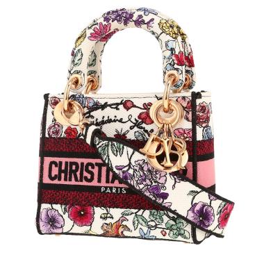 Dior Lady D-Lite handbag in pink canvas1:1High-quality replica